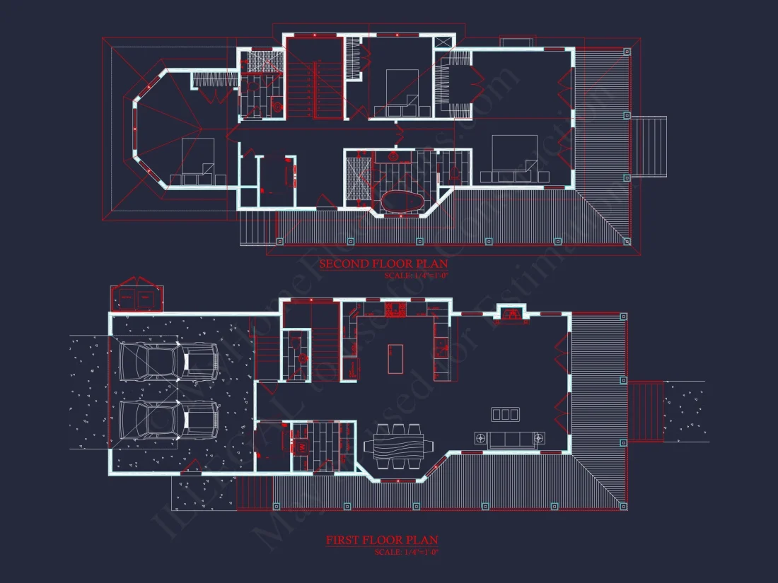 Elegant Charleston house Plan with 2-Story CAD Architecture