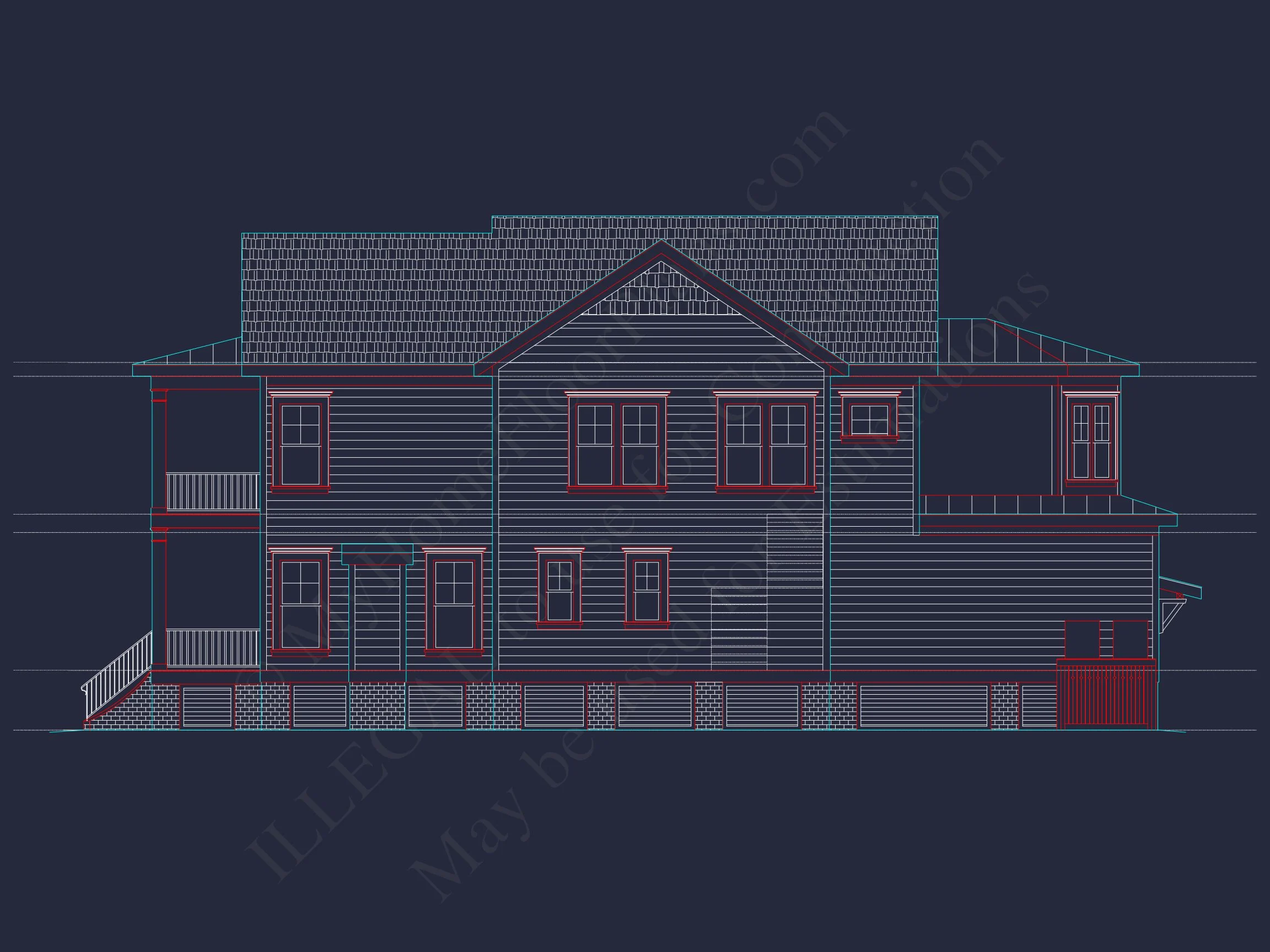 20-1925 HOUSE PLAN - Charleston House Plan - 3-Bed, 2.5-Bath, 2,298 SF 19 Elegant Charleston house Plan with 2-Story CAD Architecture