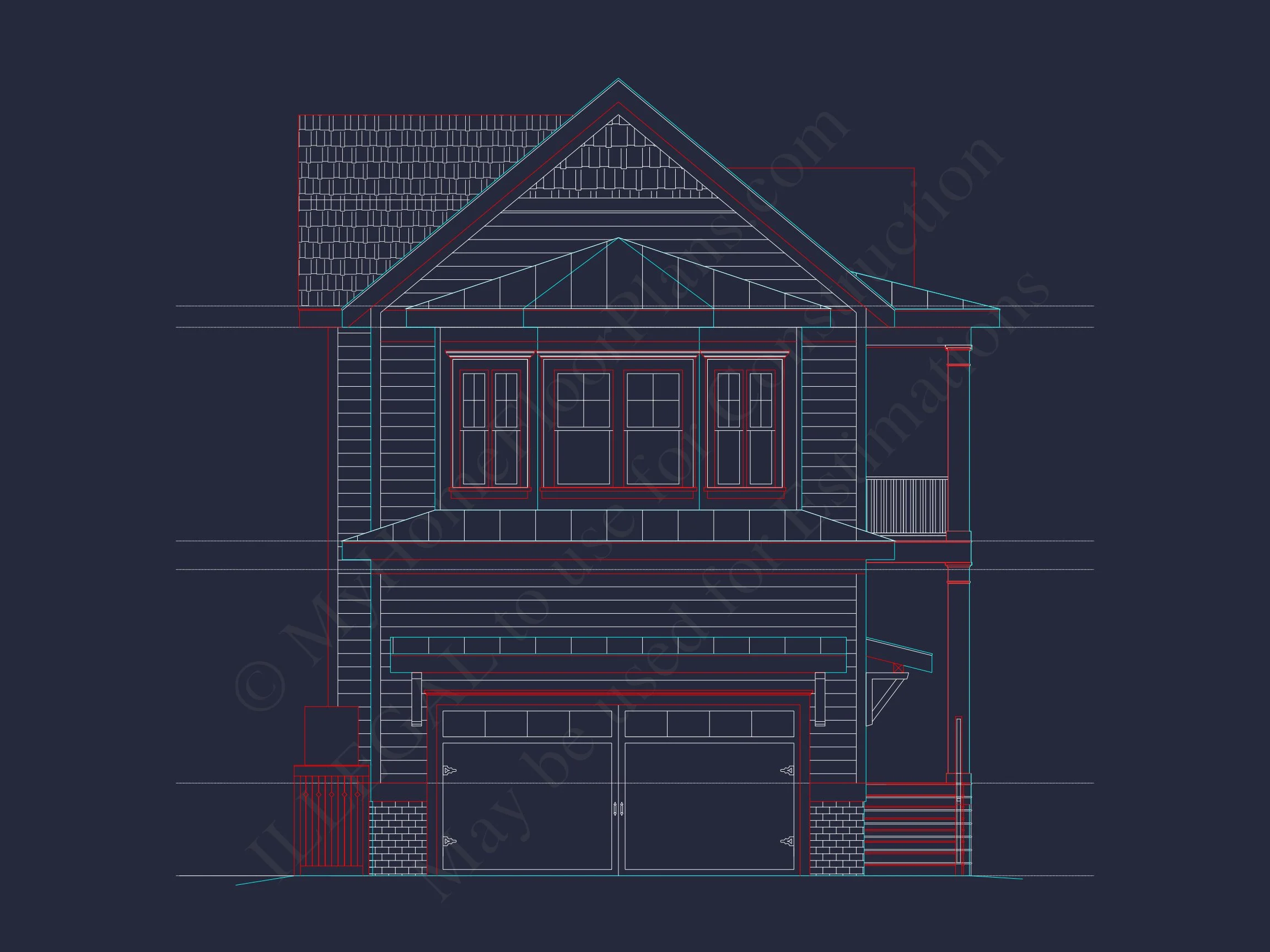 20-1925 HOUSE PLAN - Charleston House Plan - 3-Bed, 2.5-Bath, 2,298 SF 18 Elegant Charleston house Plan with 2-Story CAD Architecture