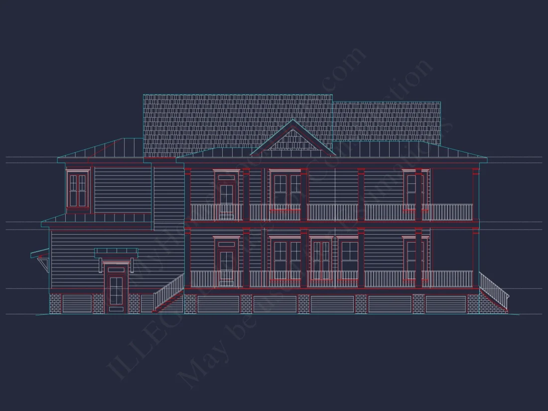 Elegant Charleston house Plan with 2-Story CAD Architecture