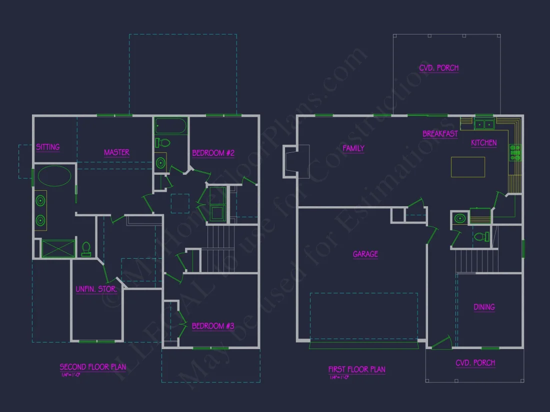 Traditional house Plan with CAD Blueprints and Open Floor Plan