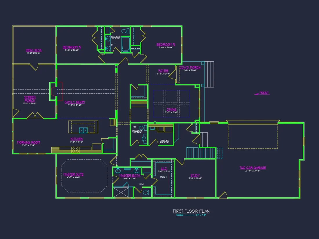Spacious Craftsman house Plan with Modern Designs & CAD Blueprint