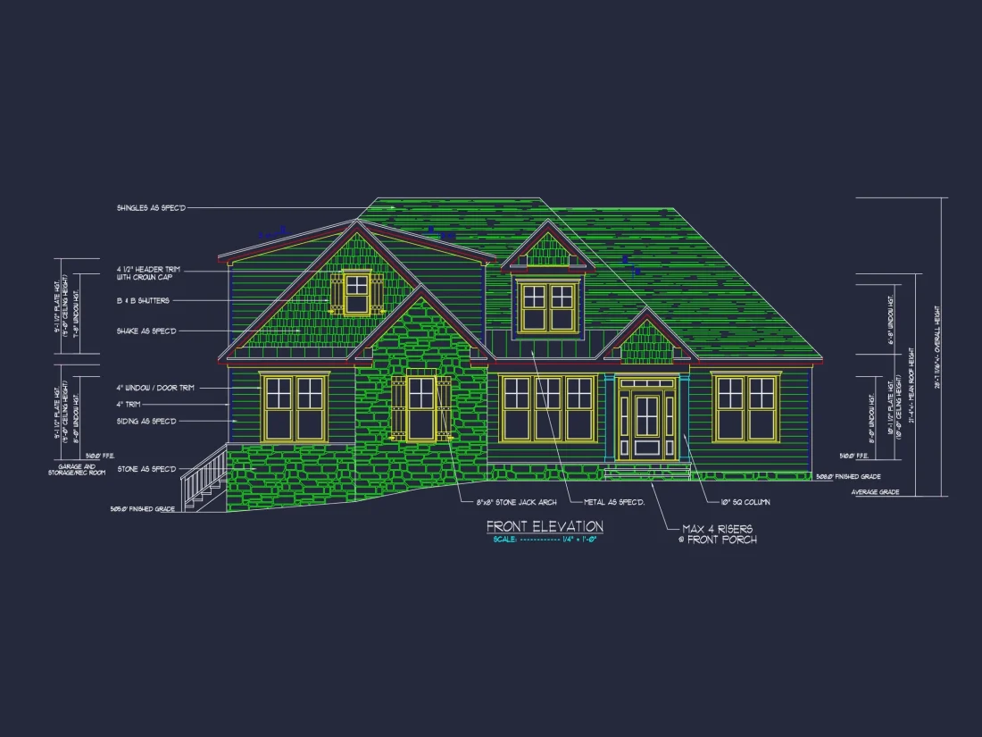 Spacious Craftsman house Plan with Modern Designs & CAD Blueprint