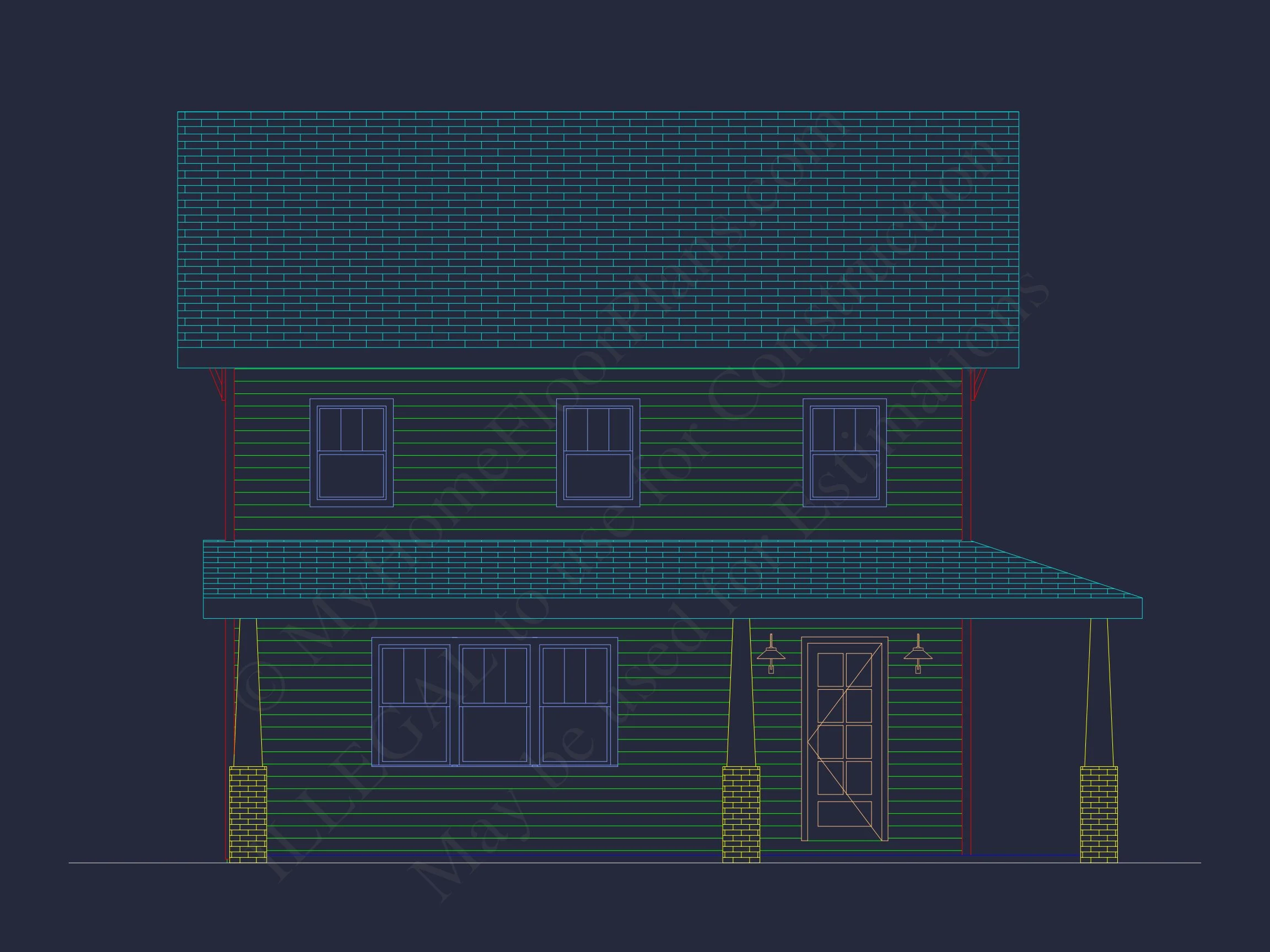 Traditional Colonial Home Plan - 4-Bed, 3-Bath, 2,400 SF 2 house Design Blueprint with CAD
