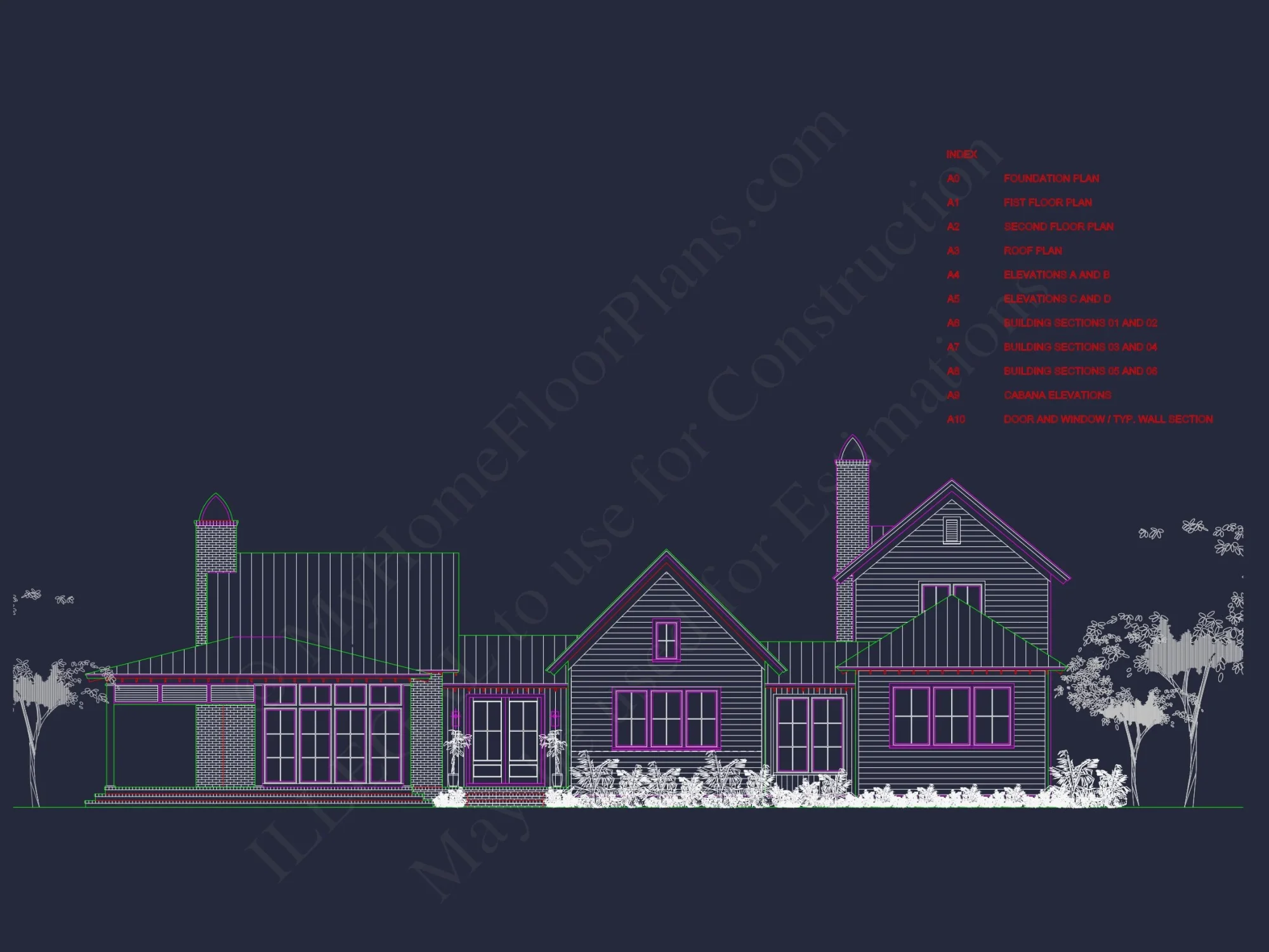 Elegant Southern house Plan with Detailed CAD Floor Designs