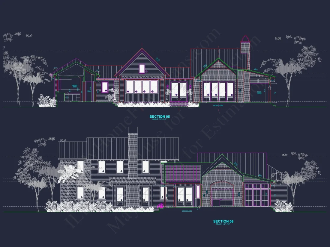 Elegant Southern house Plan with Detailed CAD Floor Designs