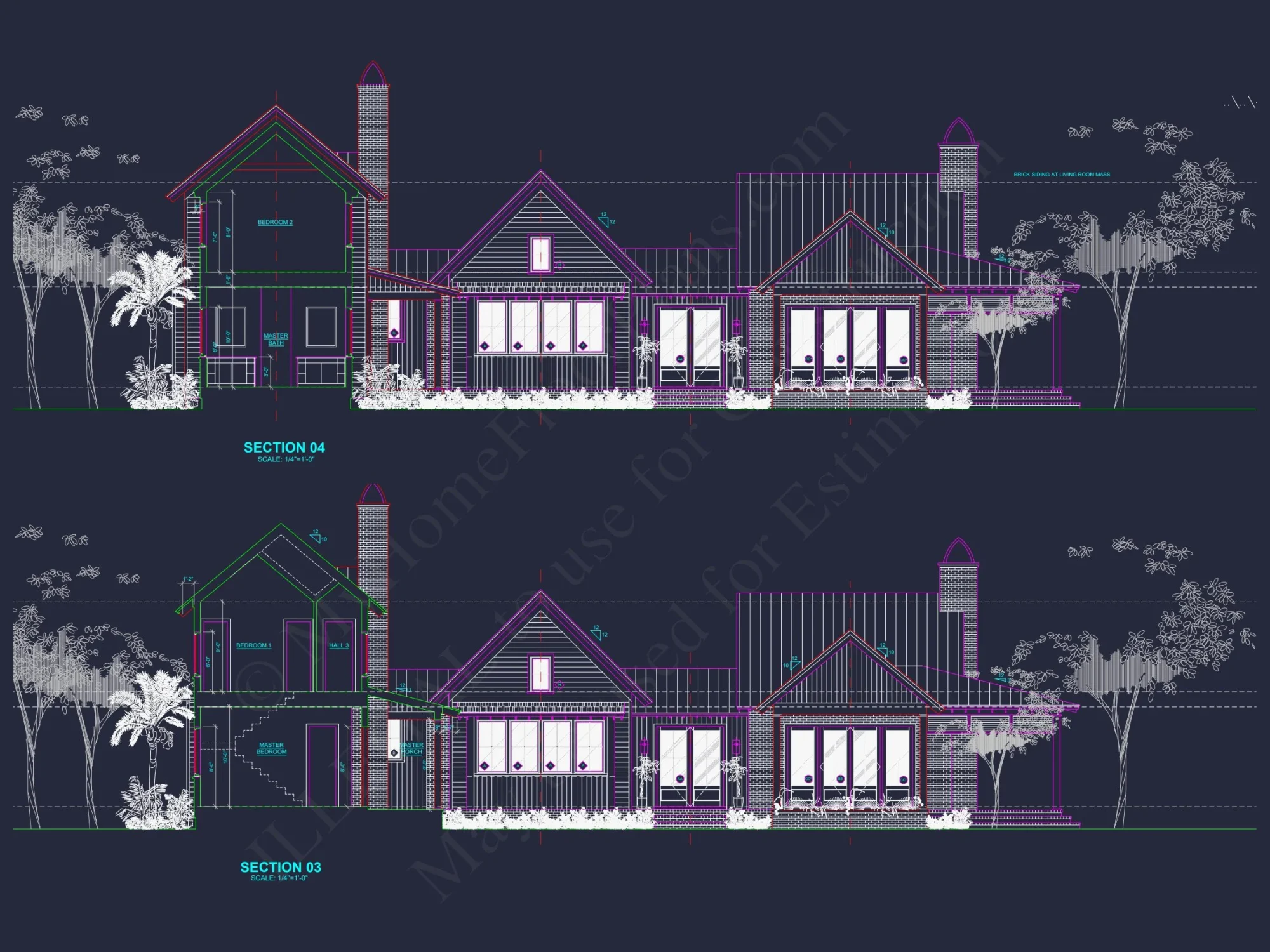 Elegant Southern house Plan with Detailed CAD Floor Designs