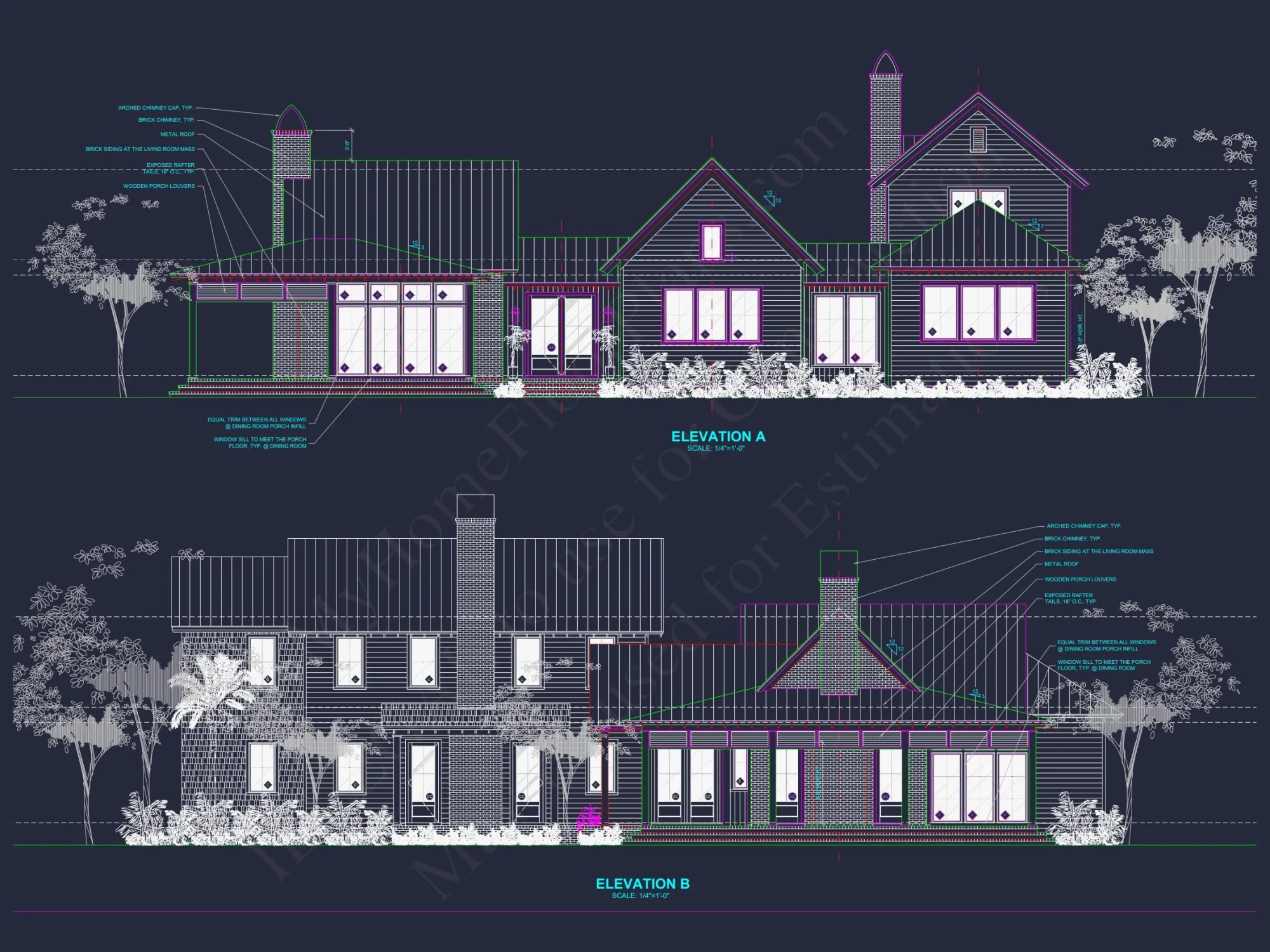 Elegant Southern house Plan with Detailed CAD Floor Designs