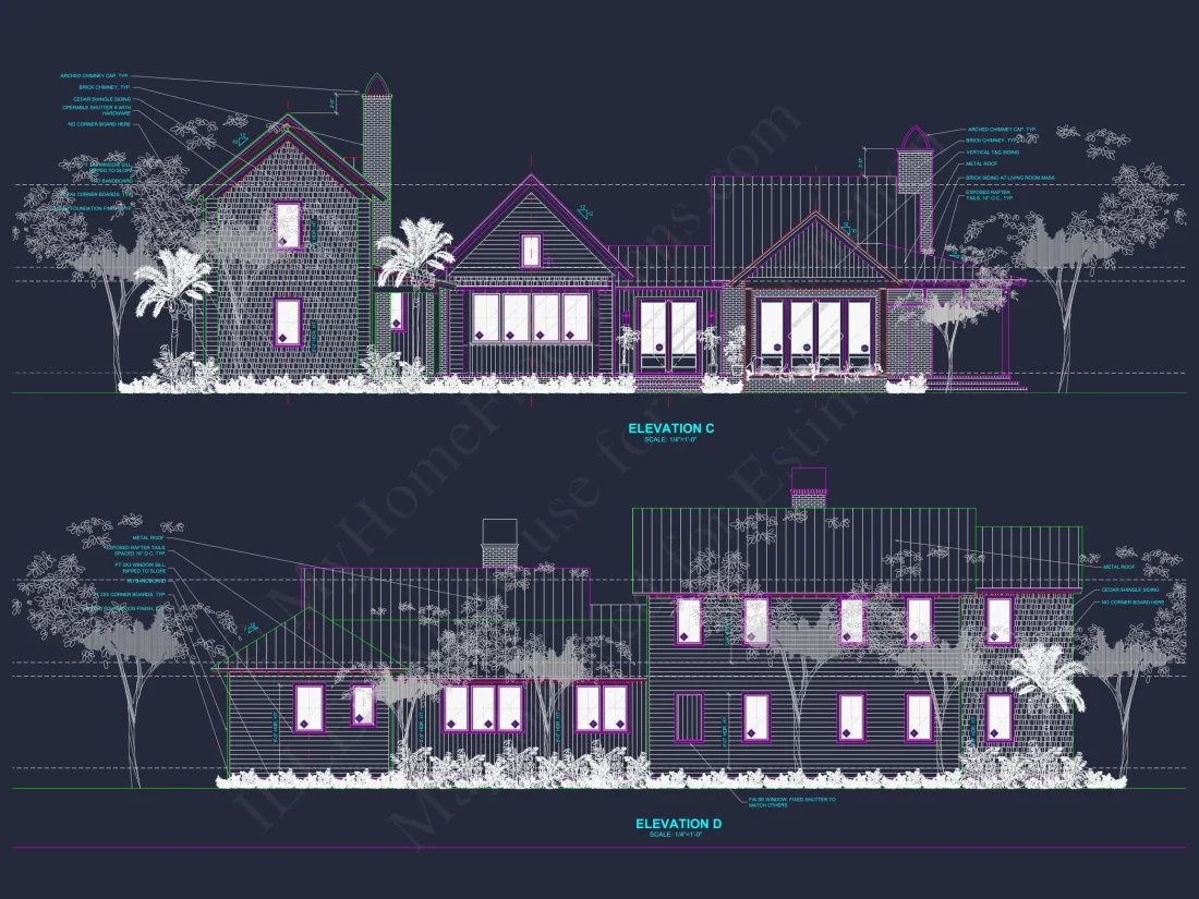 Elegant Southern house Plan with Detailed CAD Floor Designs