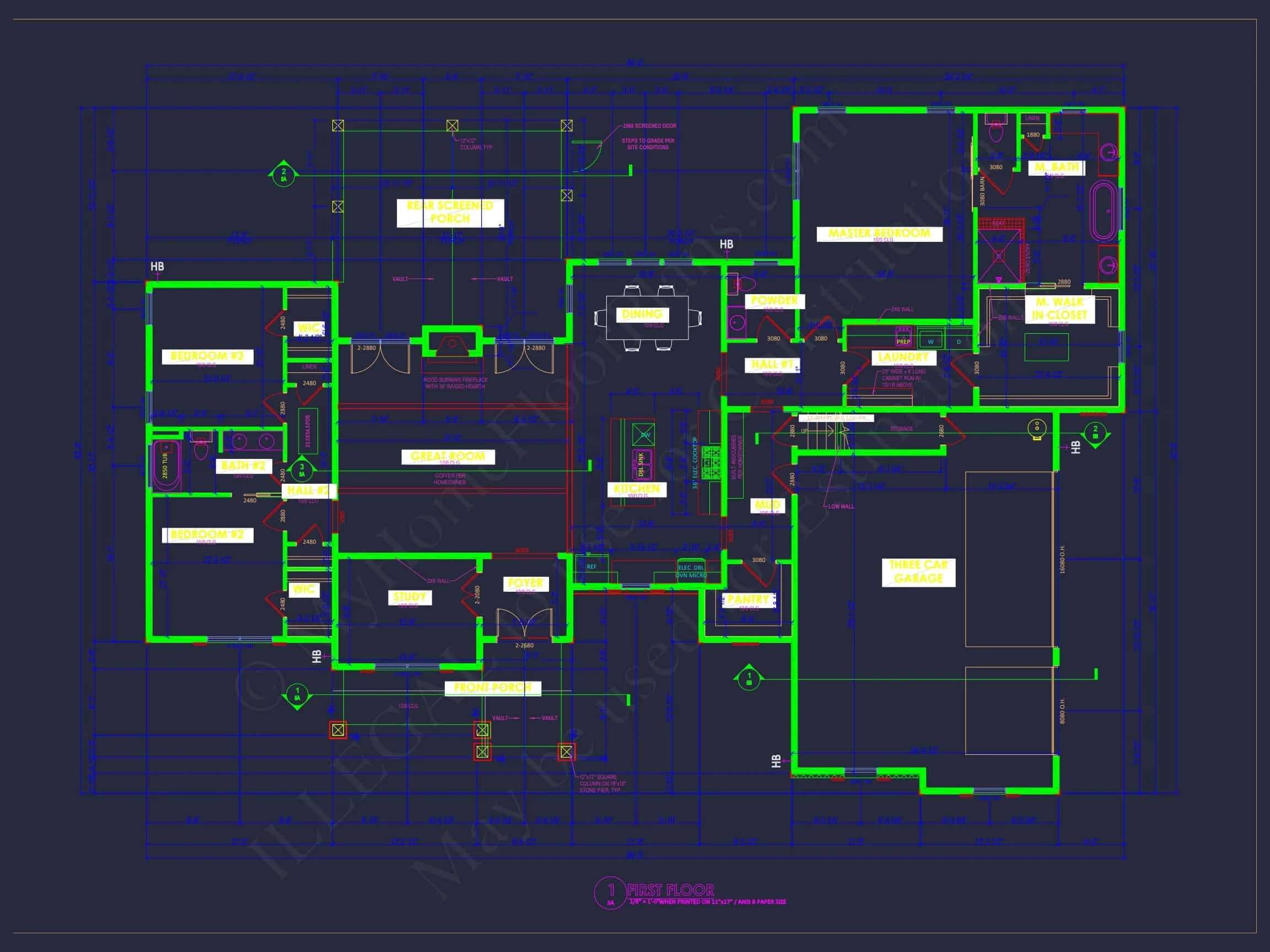 Traditional Ranch Home Plan - 3-Bed, 2-Bath, 1,600 SF 7 Expansive house Plan with Stunning CAD Blueprints and Features