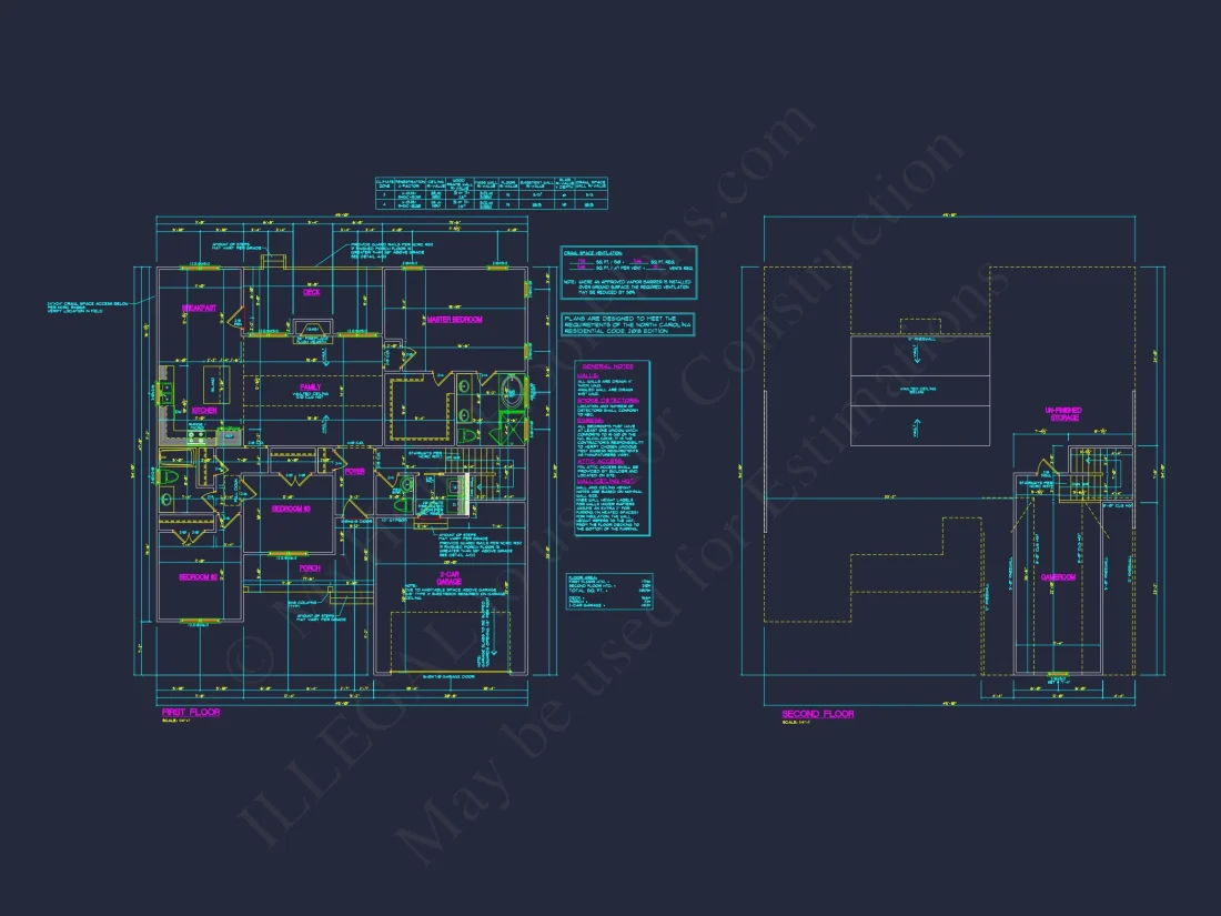 Elegant house Plan with Open Floor Blueprint & CAD Designs