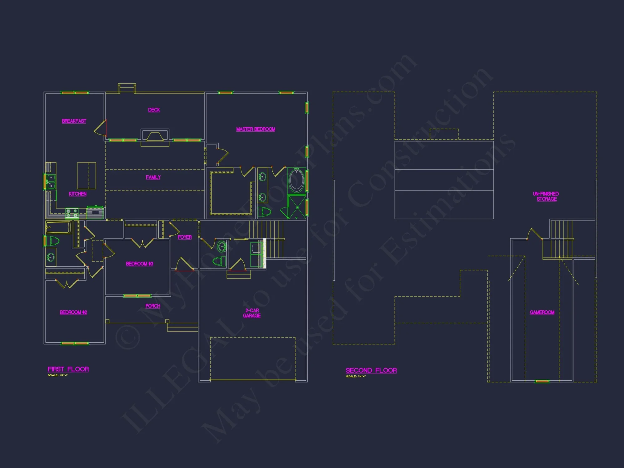Elegant house Plan with Open Floor Blueprint & CAD Designs