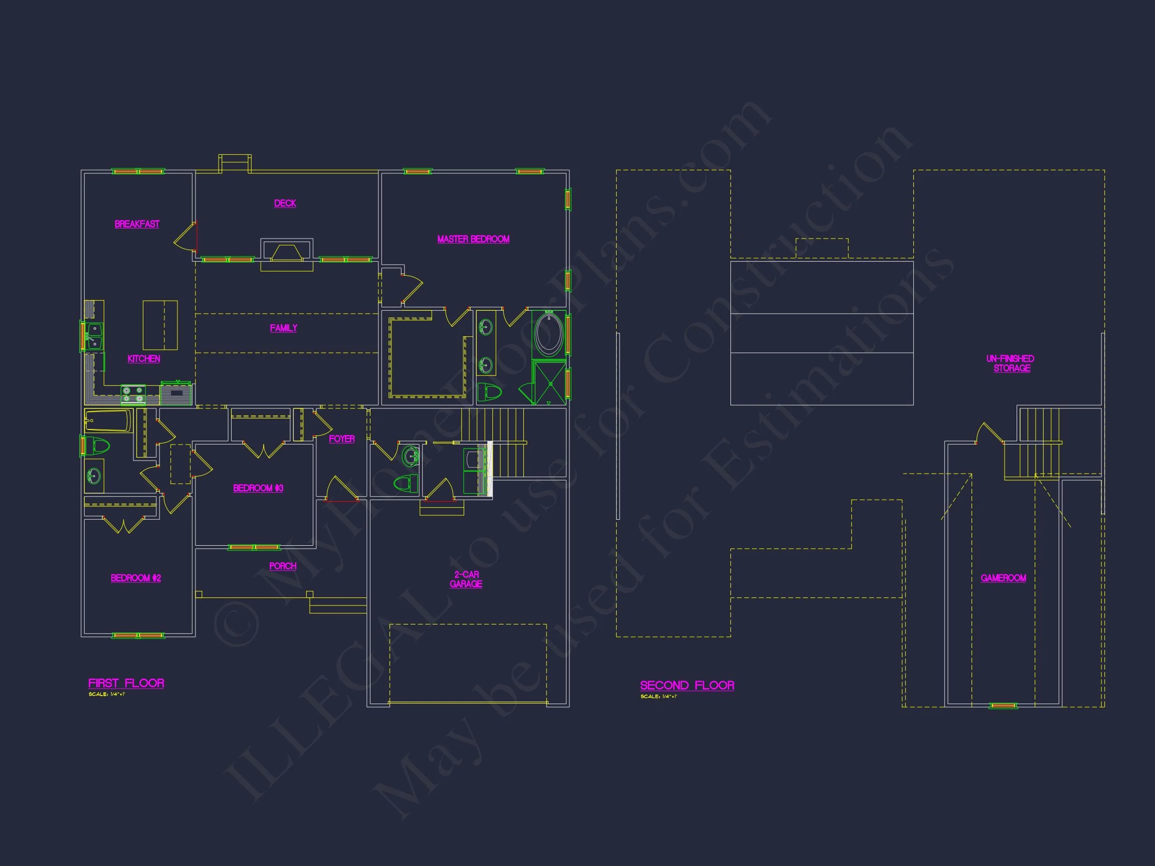 Elegant house Plan with Open Floor Blueprint & CAD Designs