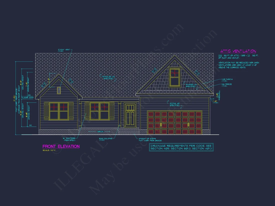 Elegant house Plan with Open Floor Blueprint & CAD Designs