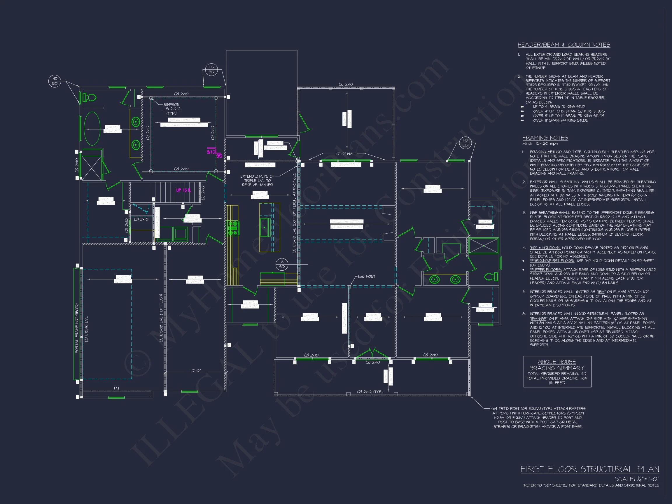 Modern Craftsman house Floor Plan: Detailed CAD & Blueprint Designs