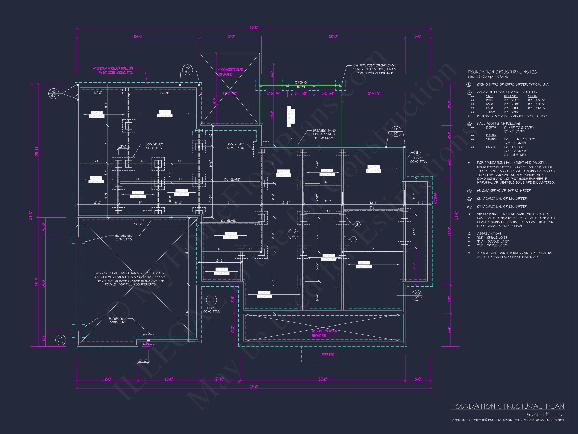 Modern Craftsman house Floor Plan: Detailed CAD & Blueprint Designs