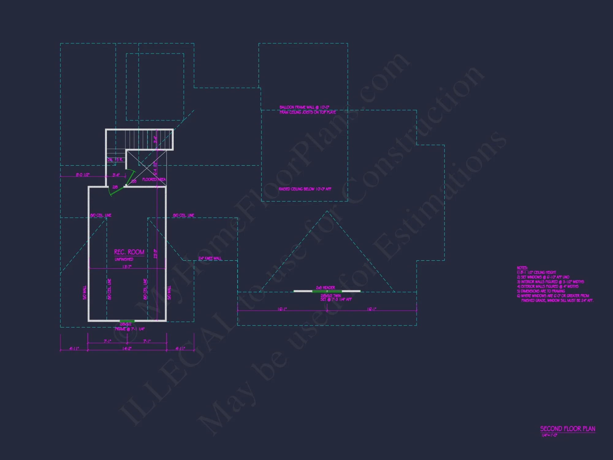 Modern Craftsman house Floor Plan: Detailed CAD & Blueprint Designs