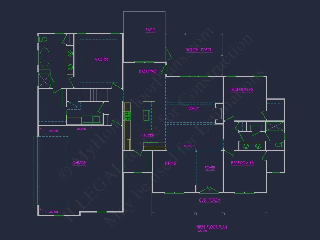 Modern Craftsman house Floor Plan: Detailed CAD & Blueprint Designs