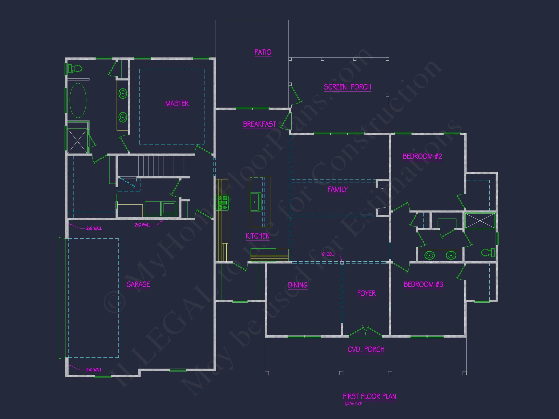 Modern Craftsman house Floor Plan: Detailed CAD & Blueprint Designs