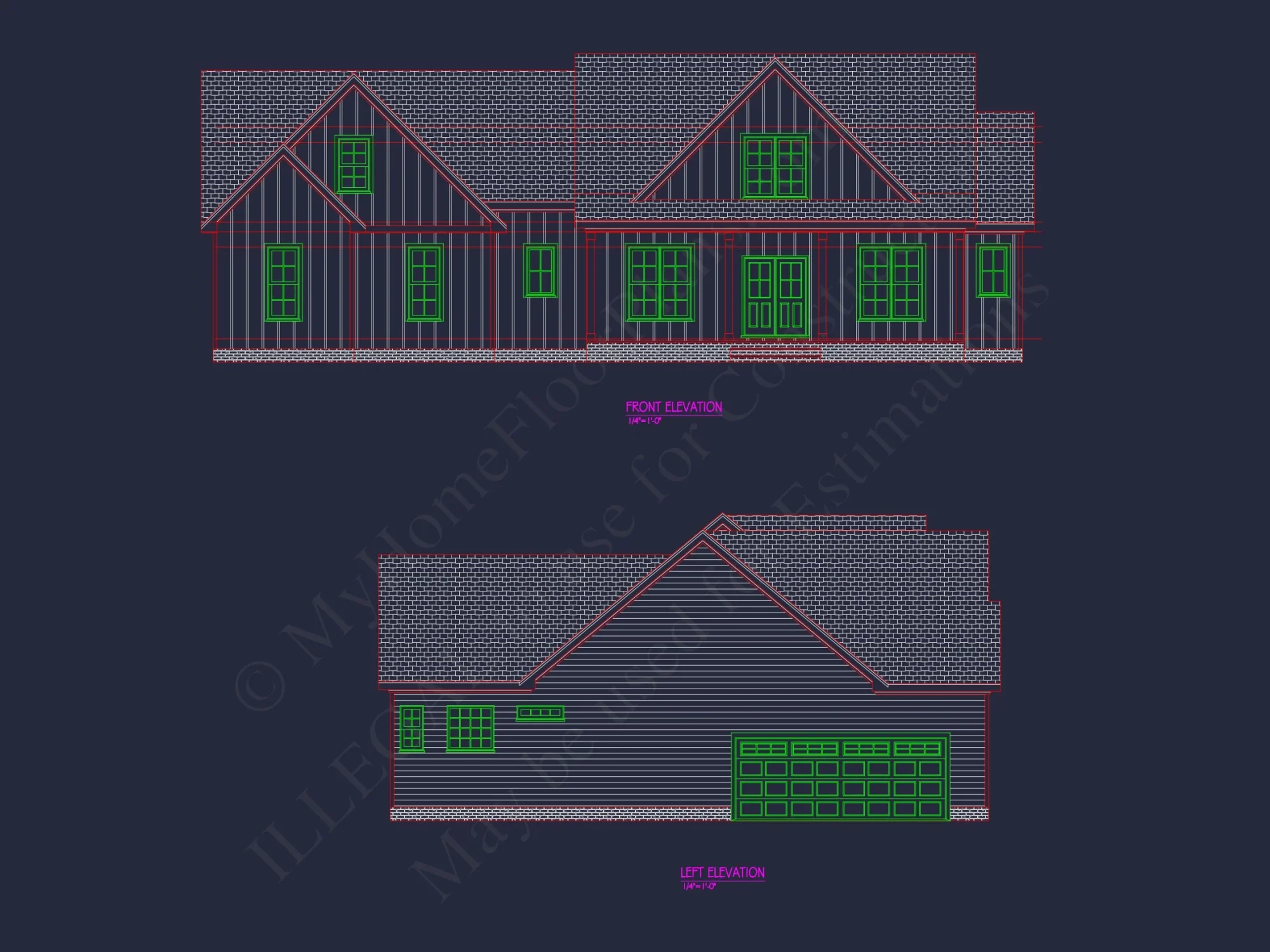 Modern Craftsman house Floor Plan: Detailed CAD & Blueprint Designs