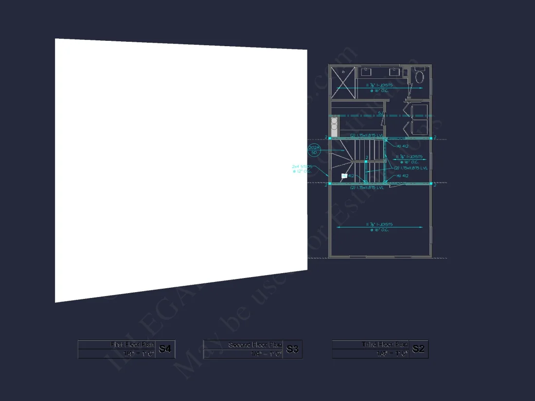 Modern house Plan with 3 Floors and CAD Architecture Designs