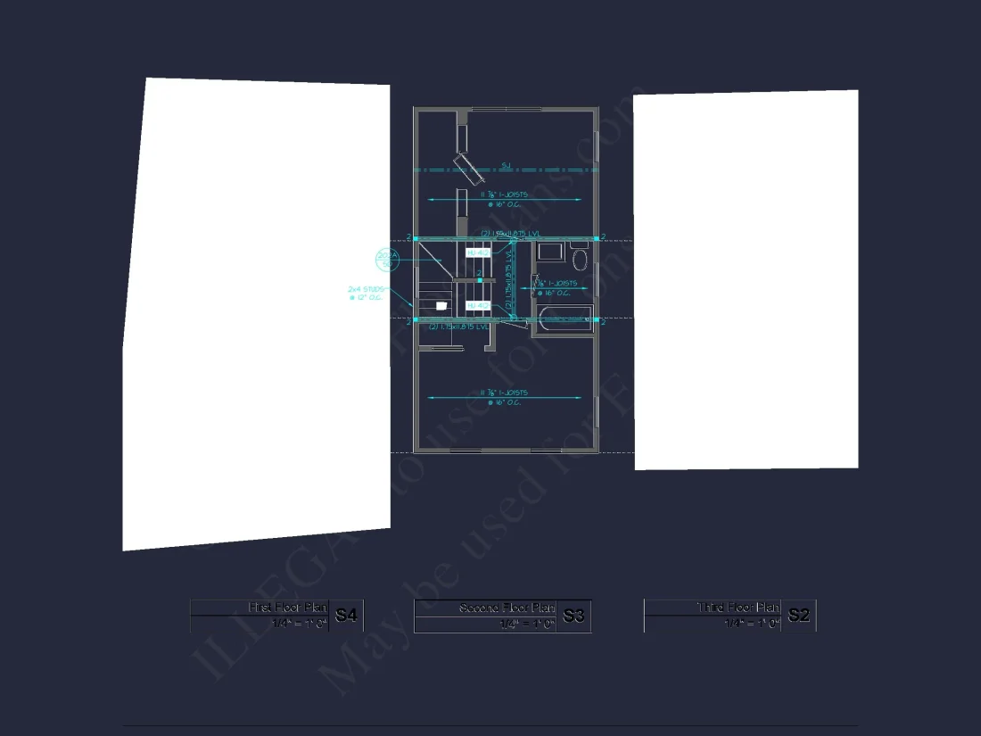 Modern house Plan with 3 Floors and CAD Architecture Designs