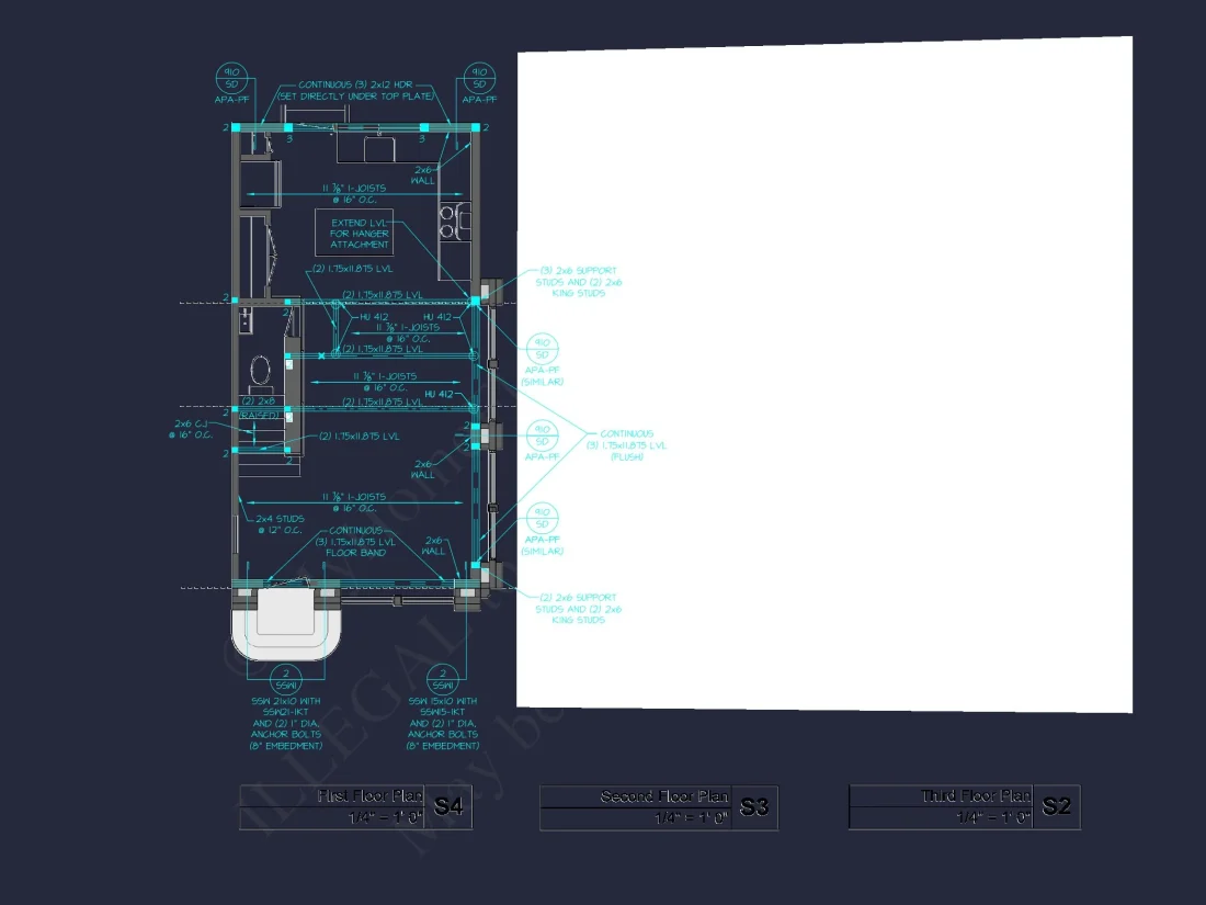 Modern house Plan with 3 Floors and CAD Architecture Designs
