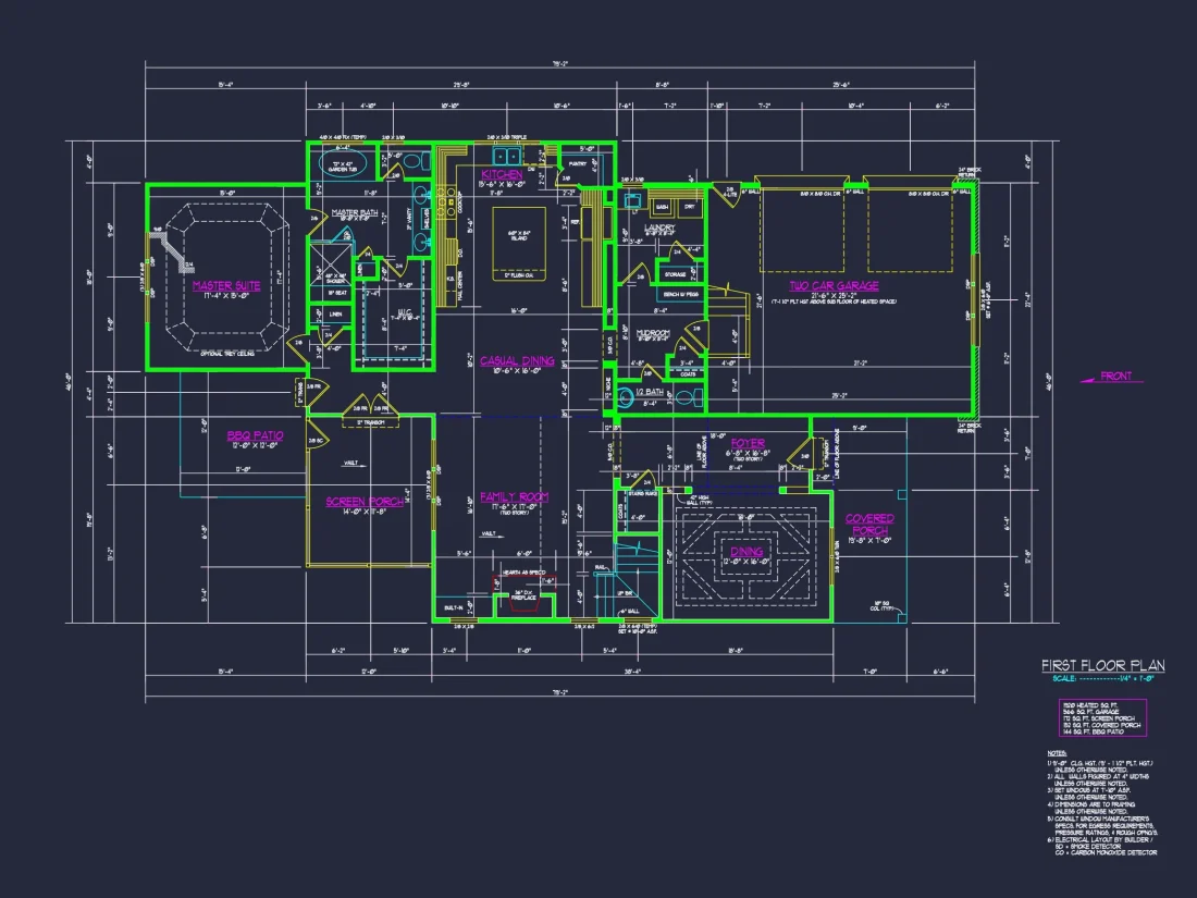 Traditional Craftsman house Plan with 2-Story Floor Design