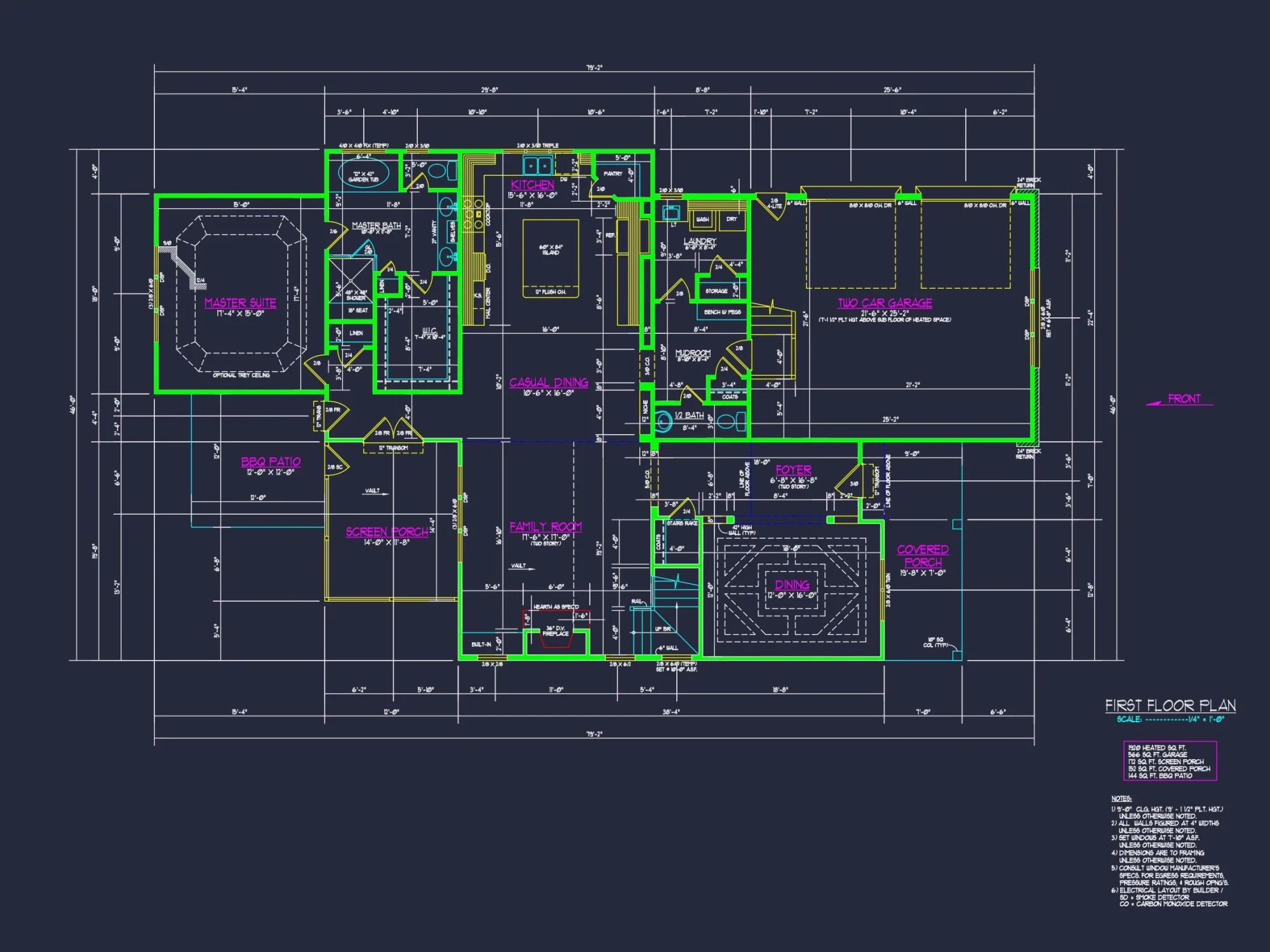 Traditional Craftsman house Plan with 2-Story Floor Design