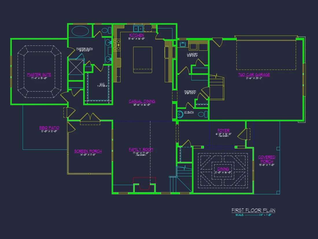 Elegant house Floor Plan with CAD Designs & Blueprint Features
