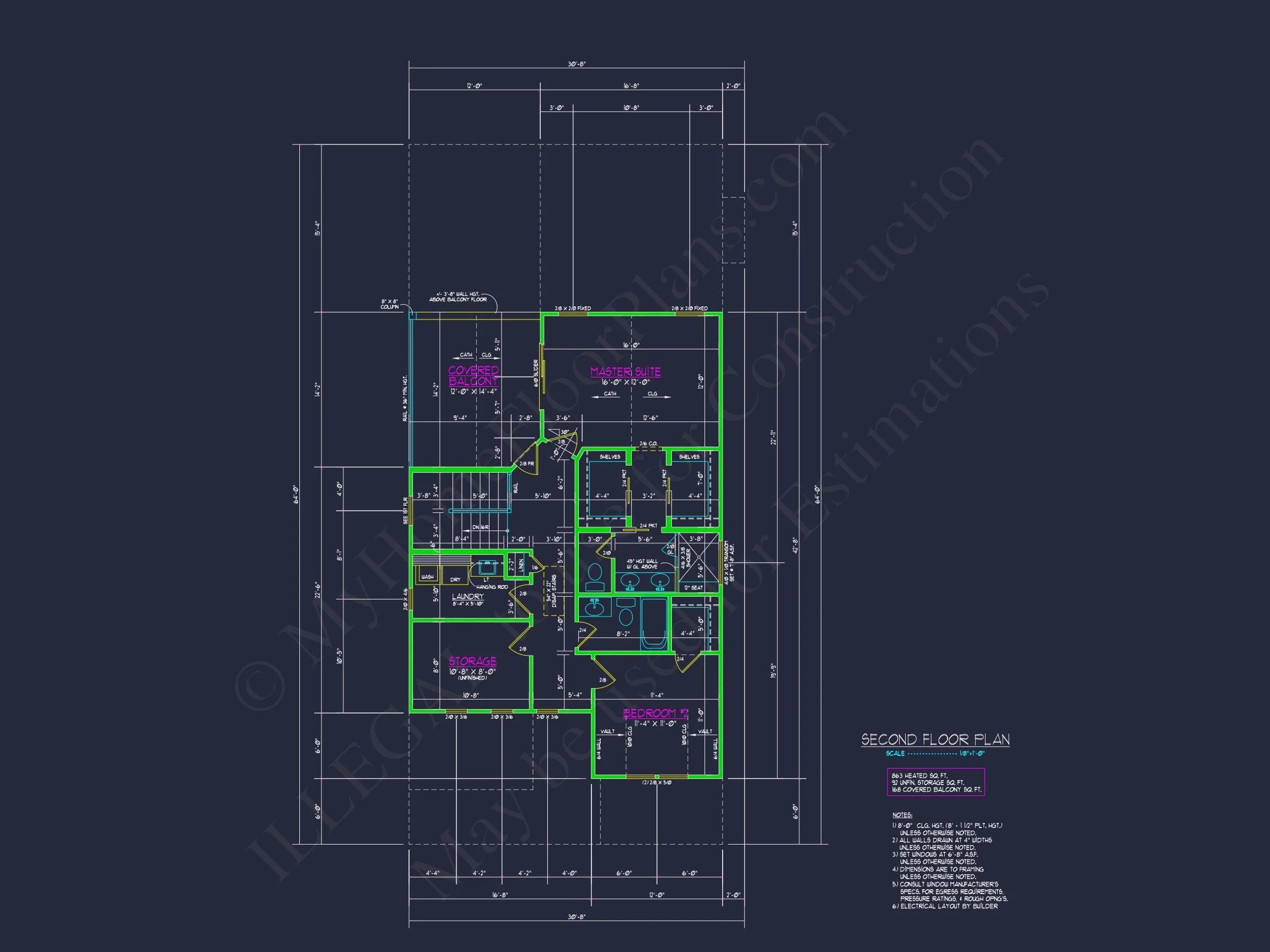20-1199 HOUSE PLAN - Modern Farmhouse Home Plan - 3-Bed, 2-Bath, 2,055 SF 8 Modern 2-Story house Plan with CAD Designs and Blueprint