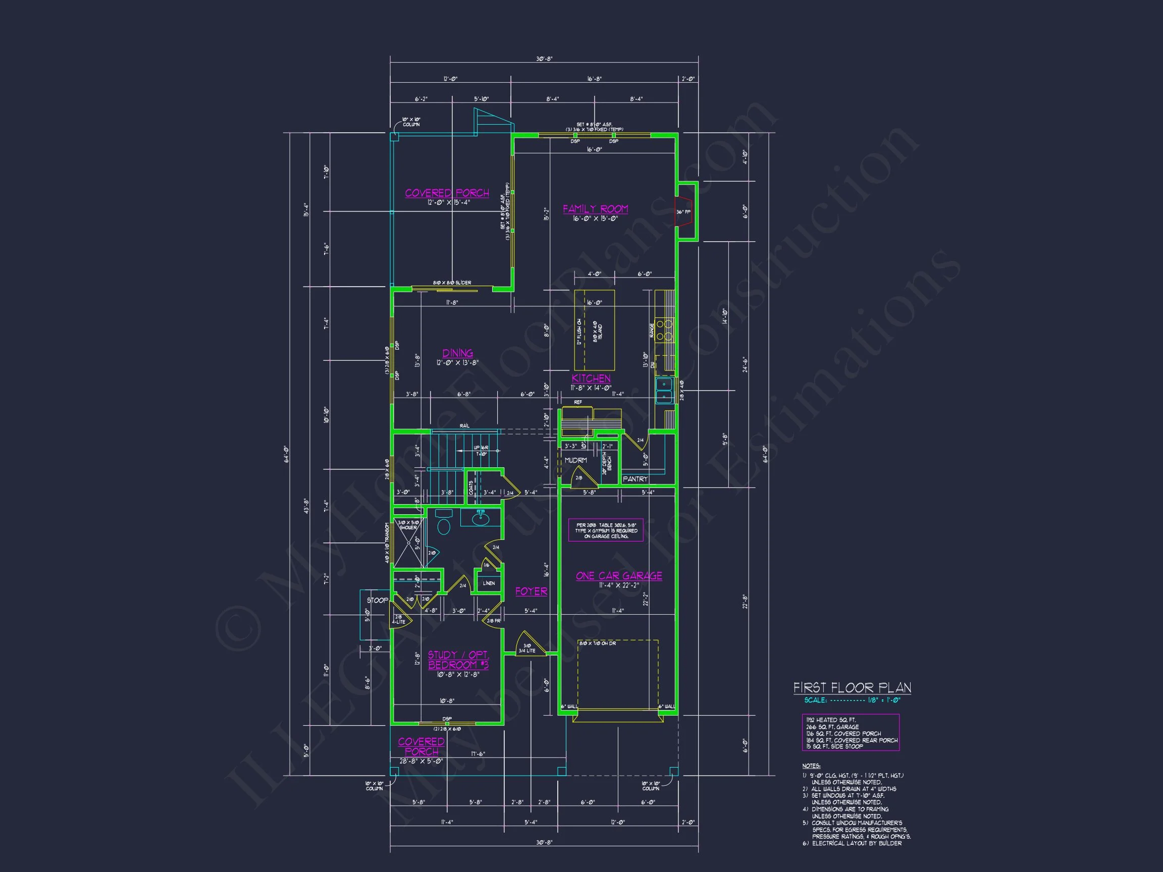 20-1199 HOUSE PLAN - Modern Farmhouse Home Plan - 3-Bed, 2-Bath, 2,055 SF 6 Modern 2-Story house Plan with CAD Designs and Blueprint