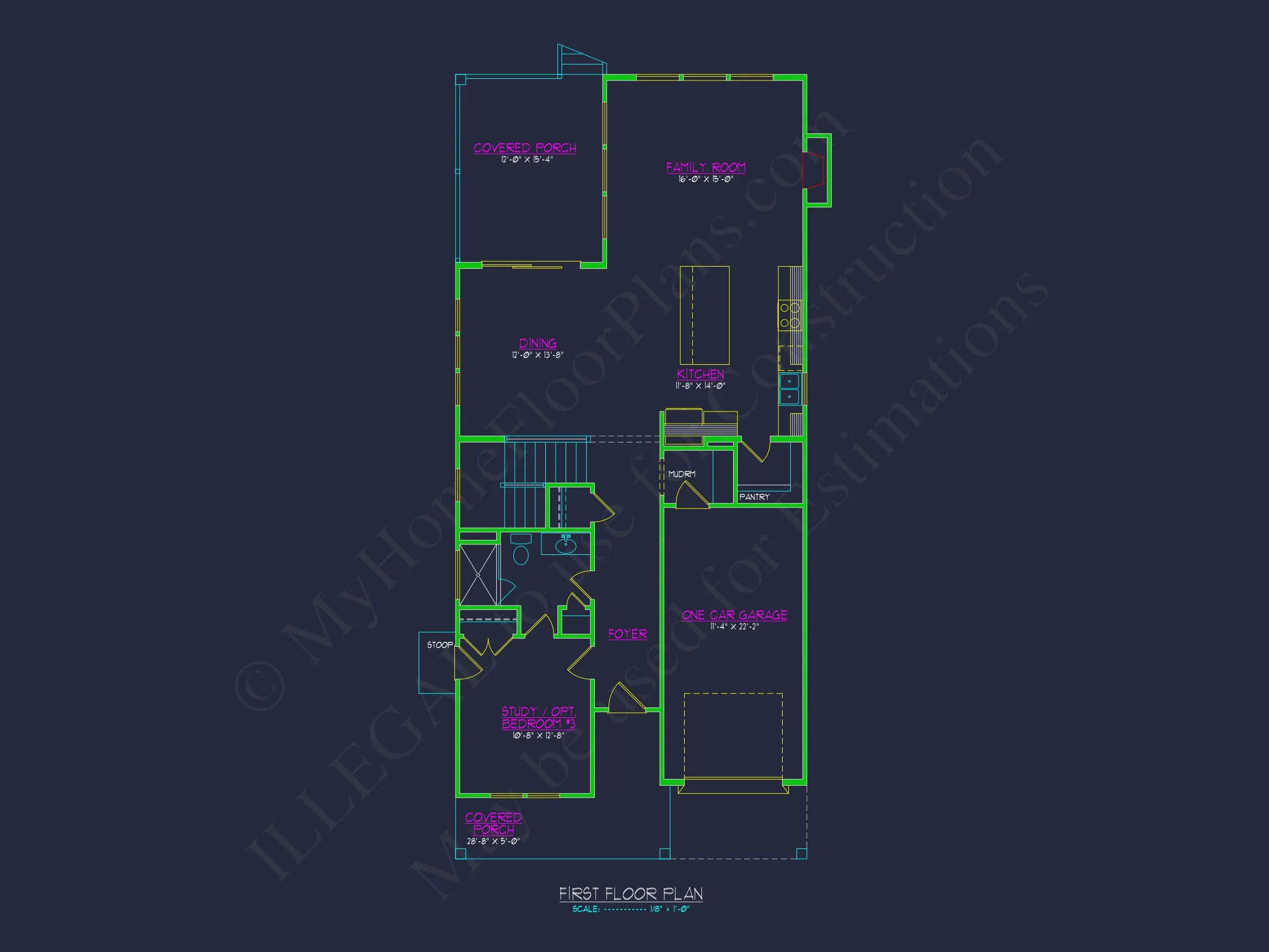 20-1199 HOUSE PLAN - Modern Farmhouse Home Plan - 3-Bed, 2-Bath, 2,055 SF 5 Modern 2-Story house Plan with CAD Designs and Blueprint