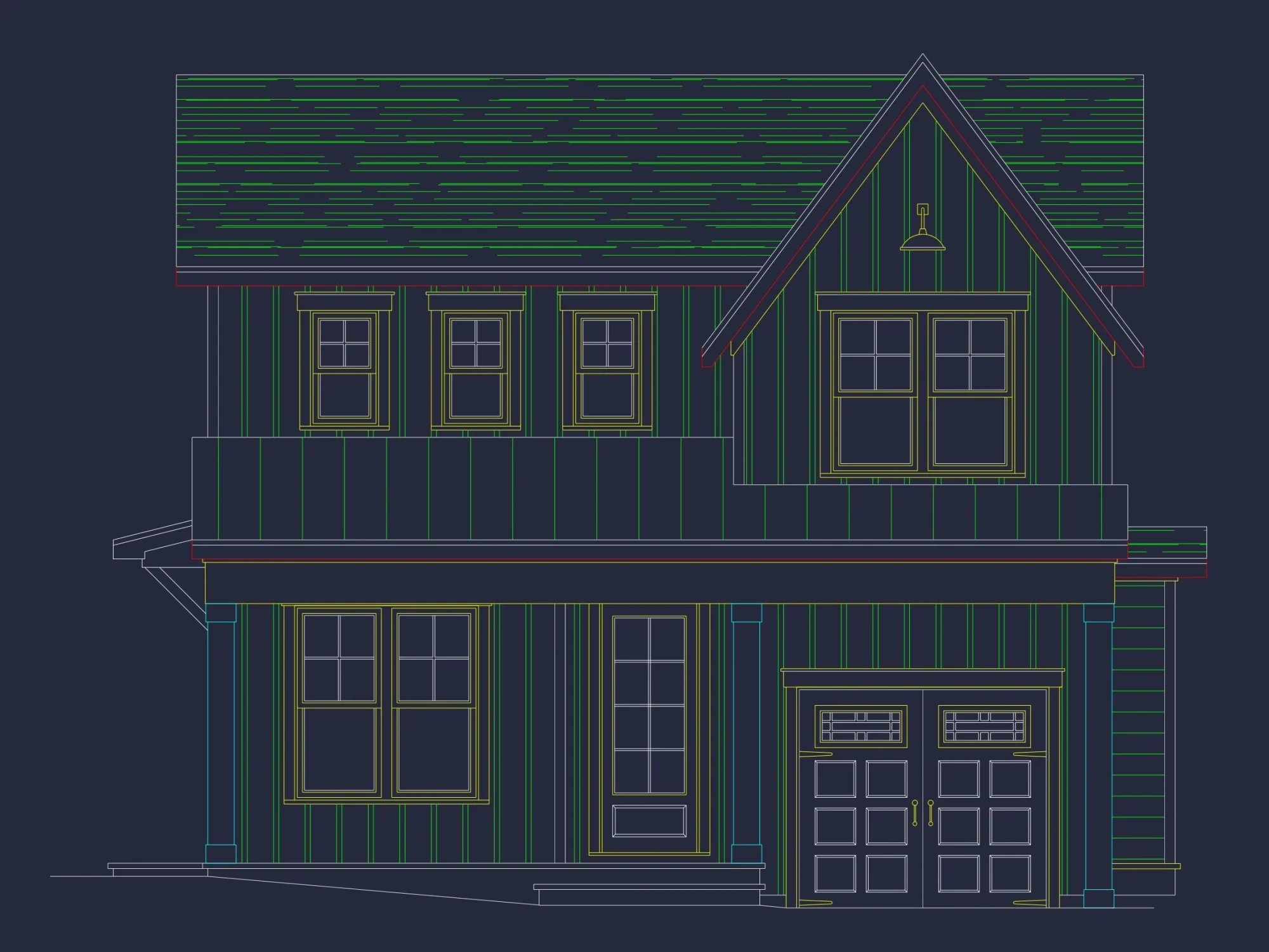 Modern 2-Story house Plan with CAD Designs and Blueprint