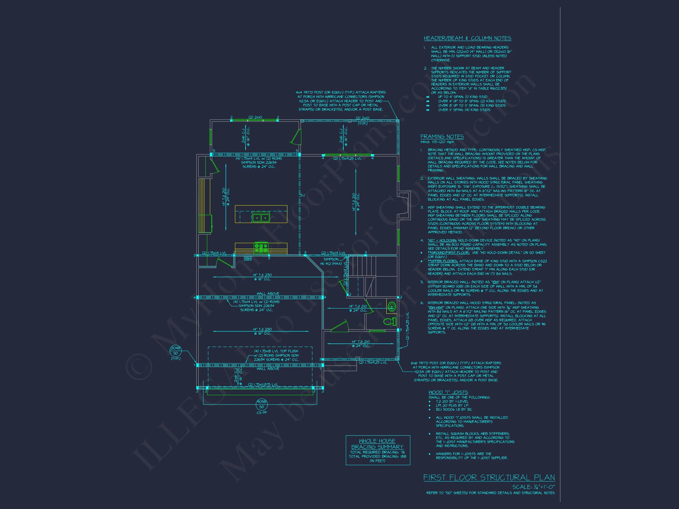 Modern Craftsman house Plan with Open Floor Plan & CAD Designs