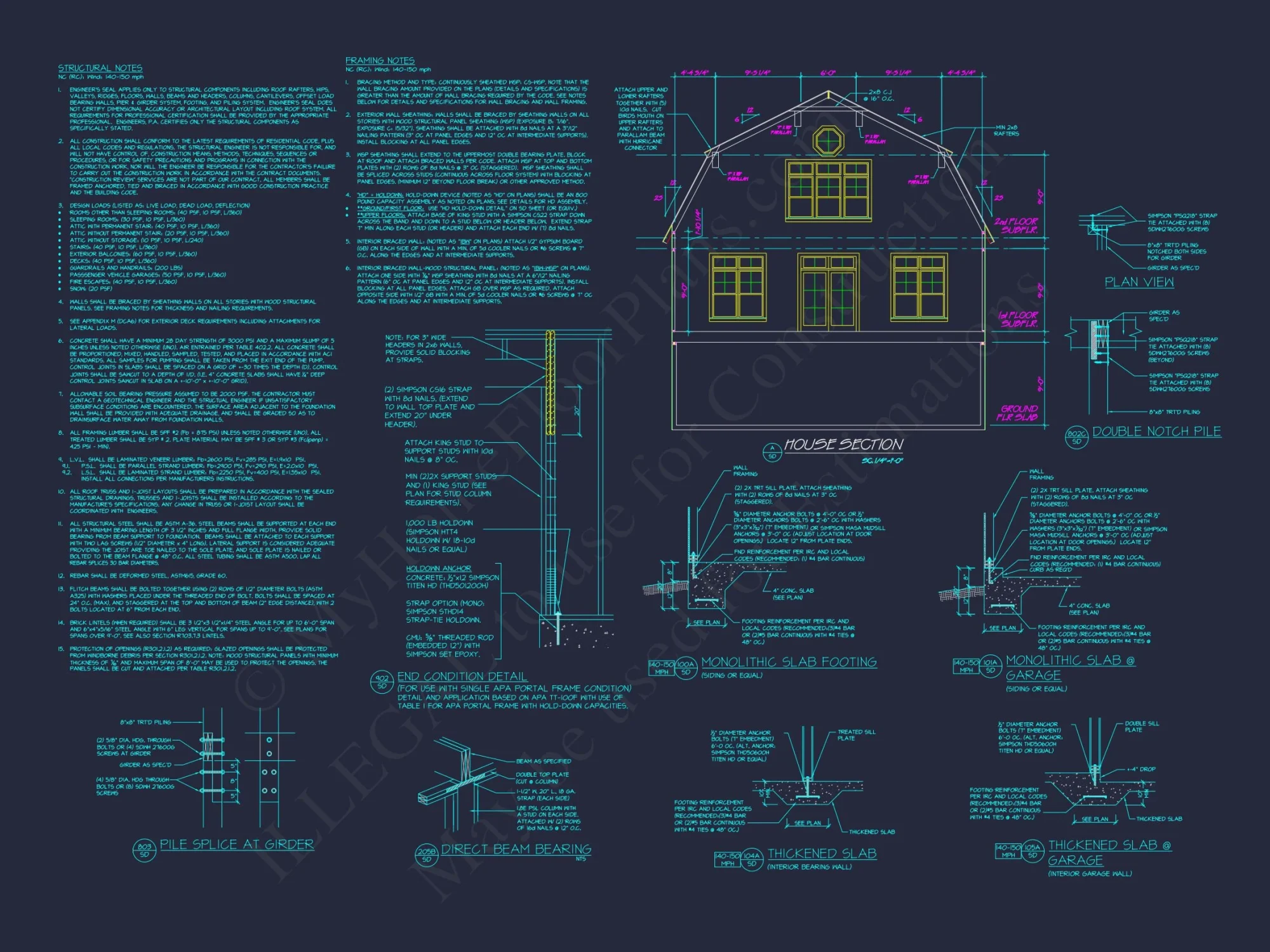 Modern Coastal house Plan with Detailed Blueprint & CAD Designs