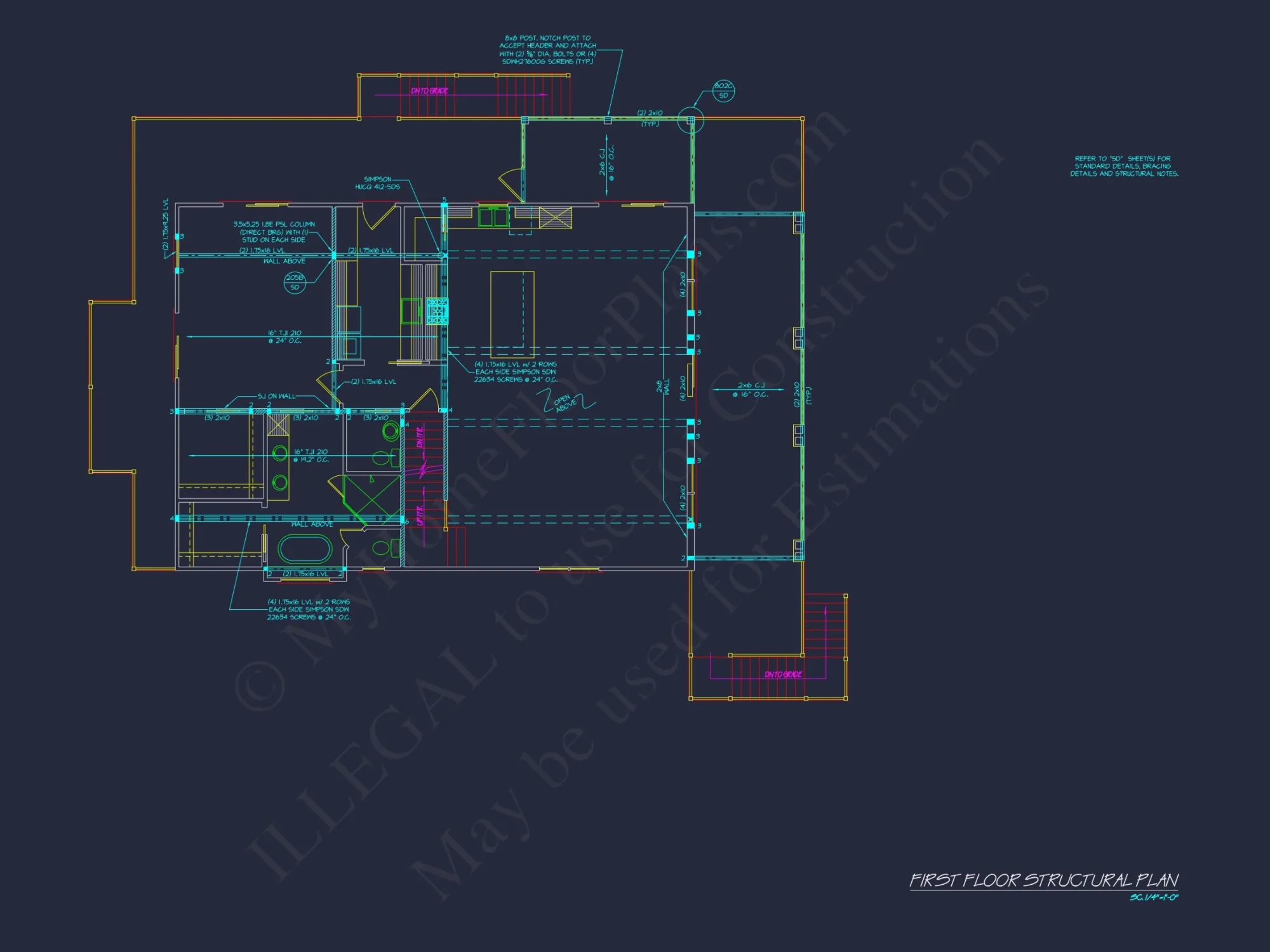 Modern Coastal house Plan with Detailed Blueprint & CAD Designs