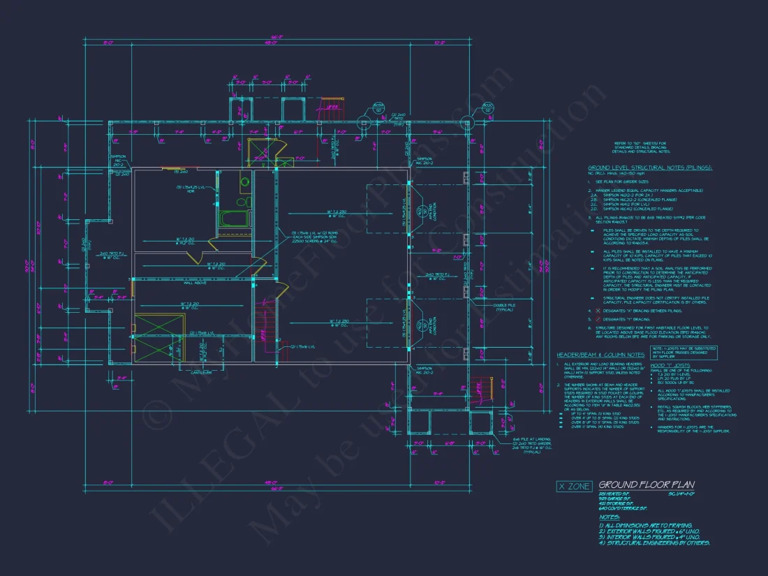 Modern Coastal house Plan with Detailed Blueprint & CAD Designs