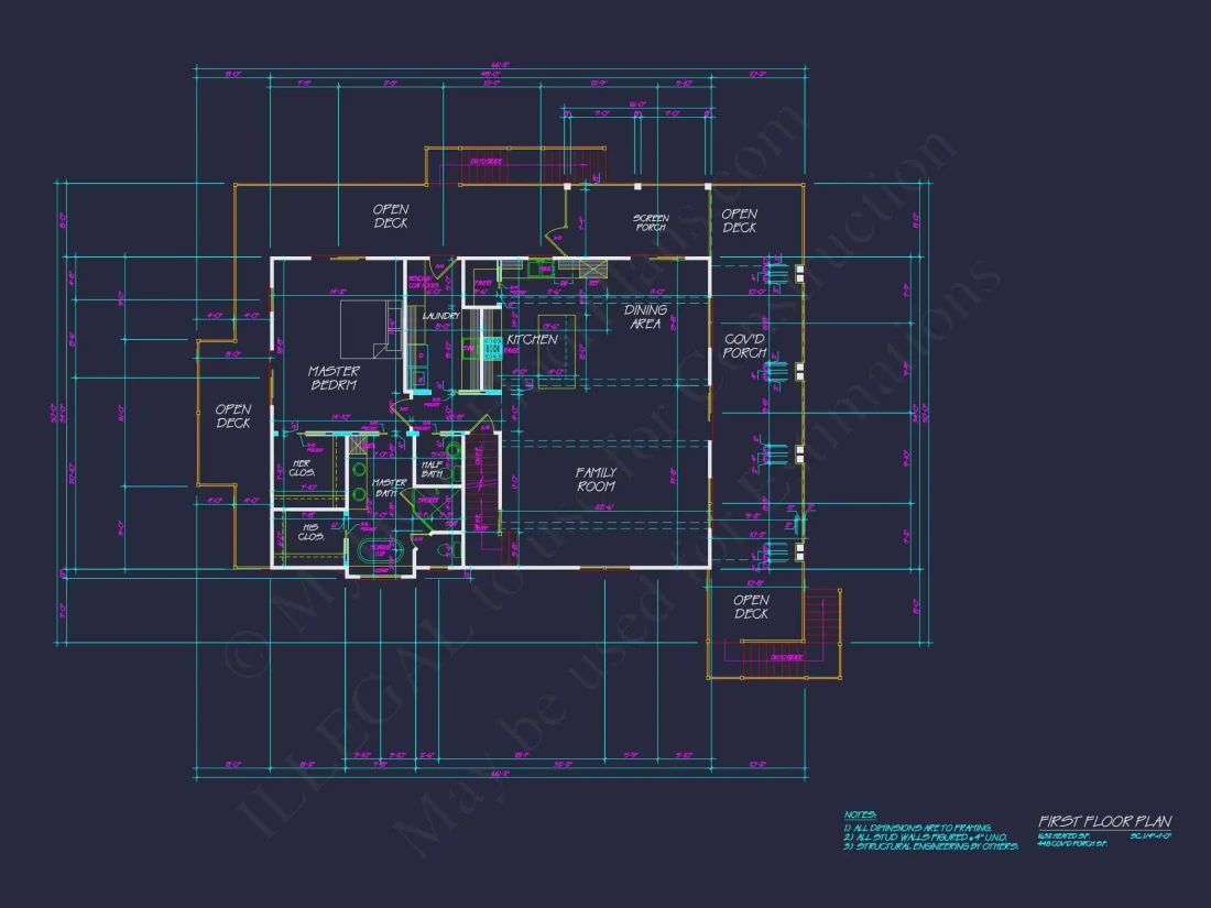 Modern Coastal house Plan with Detailed Blueprint & CAD Designs