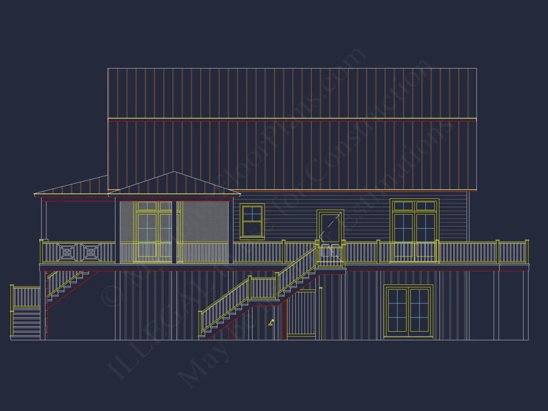 Modern Coastal house Plan with Detailed Blueprint & CAD Designs