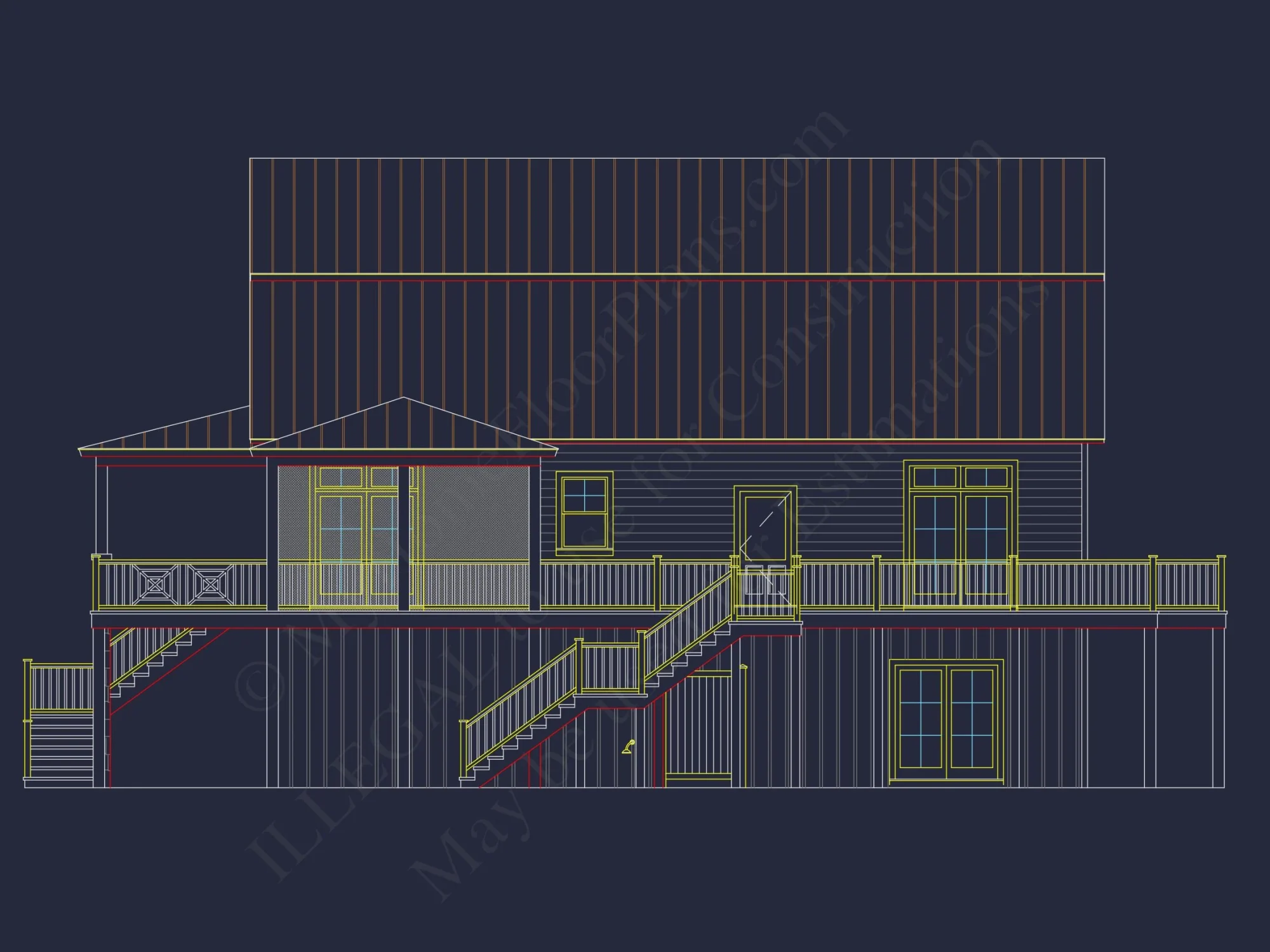 Modern Coastal house Plan with Detailed Blueprint & CAD Designs
