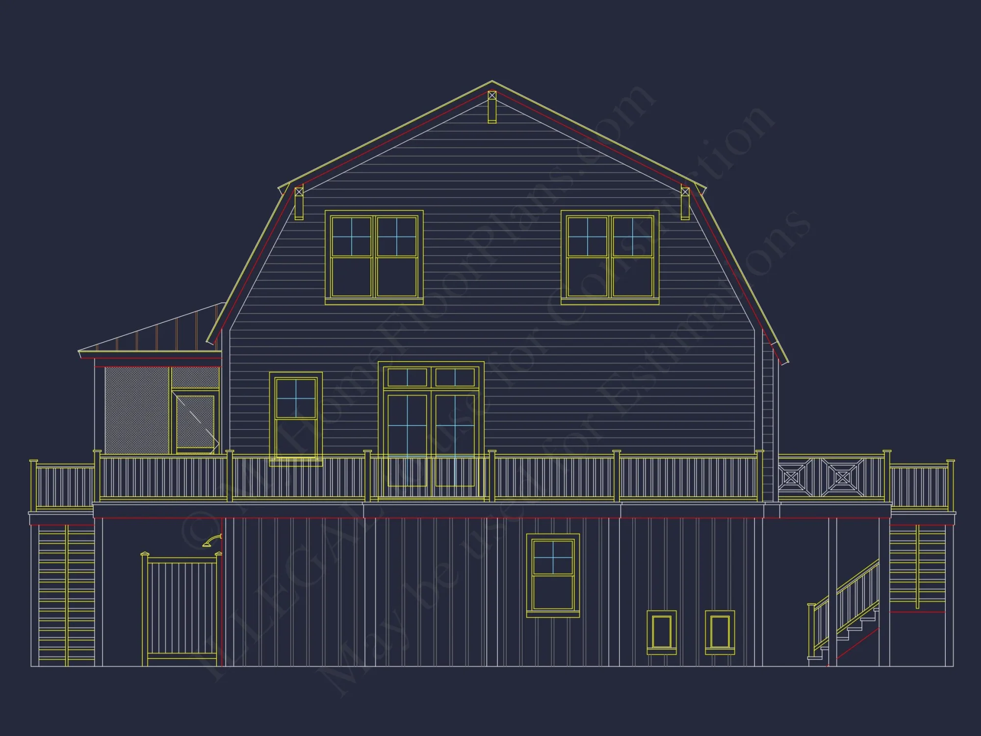 Modern Coastal house Plan with Detailed Blueprint & CAD Designs