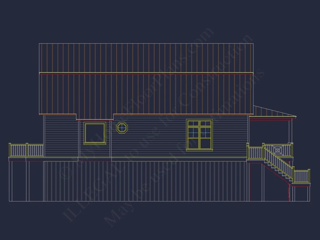 Modern Coastal house Plan with Detailed Blueprint & CAD Designs