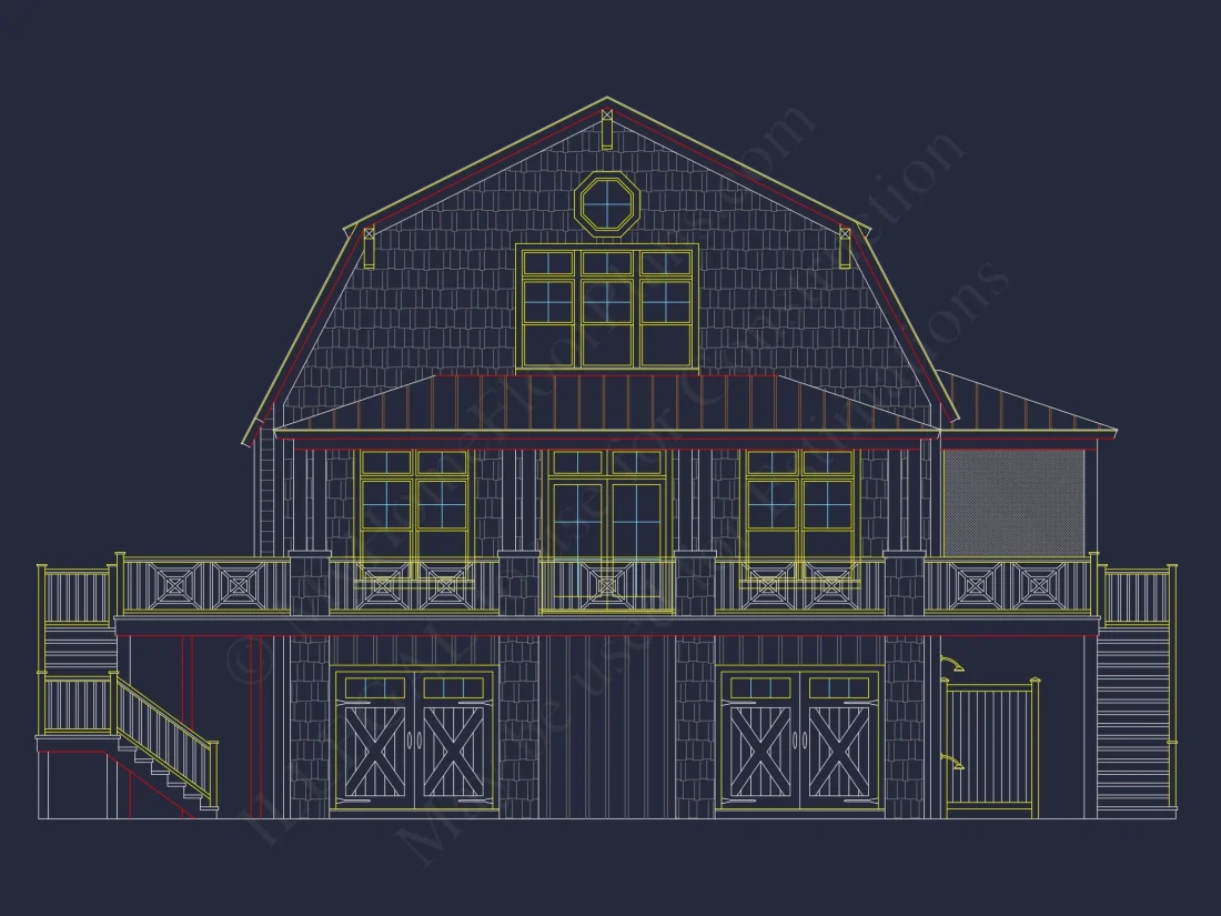 Modern Coastal house Plan with Detailed Blueprint & CAD Designs