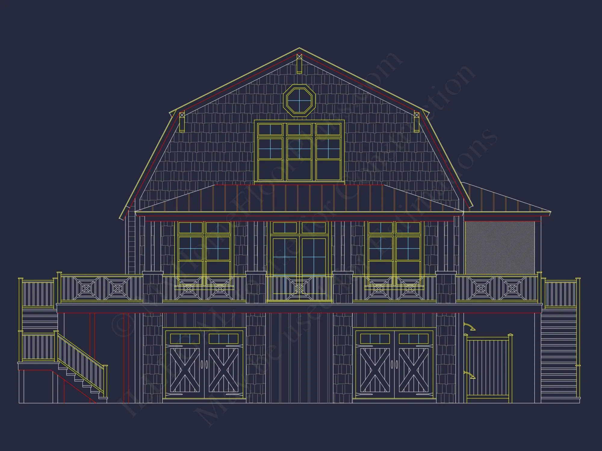 Modern Coastal house Plan with Detailed Blueprint & CAD Designs