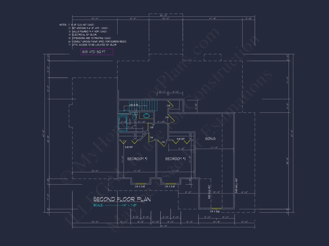 Charming 2-Story house Plan with Detailed Floor Blueprint and Designs