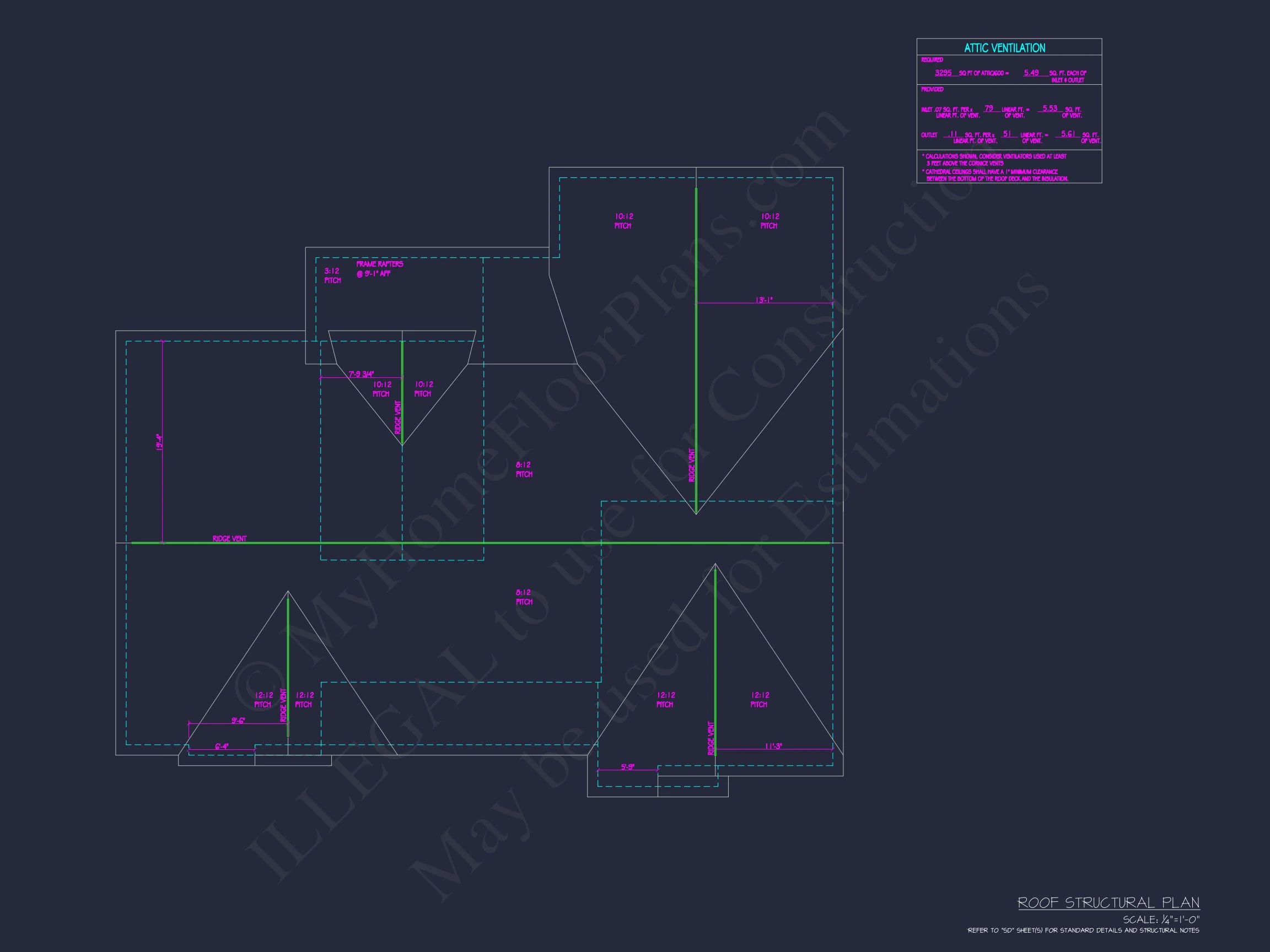 Modern Ranch house Floor Plan with CAD Blueprint Designs