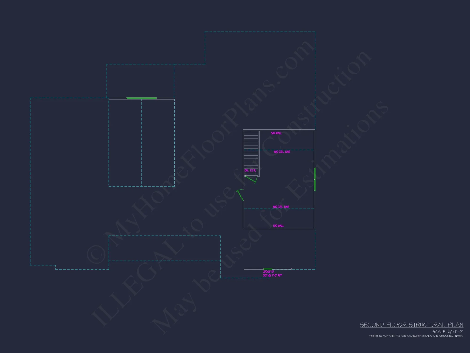 Modern Ranch house Floor Plan with CAD Blueprint Designs