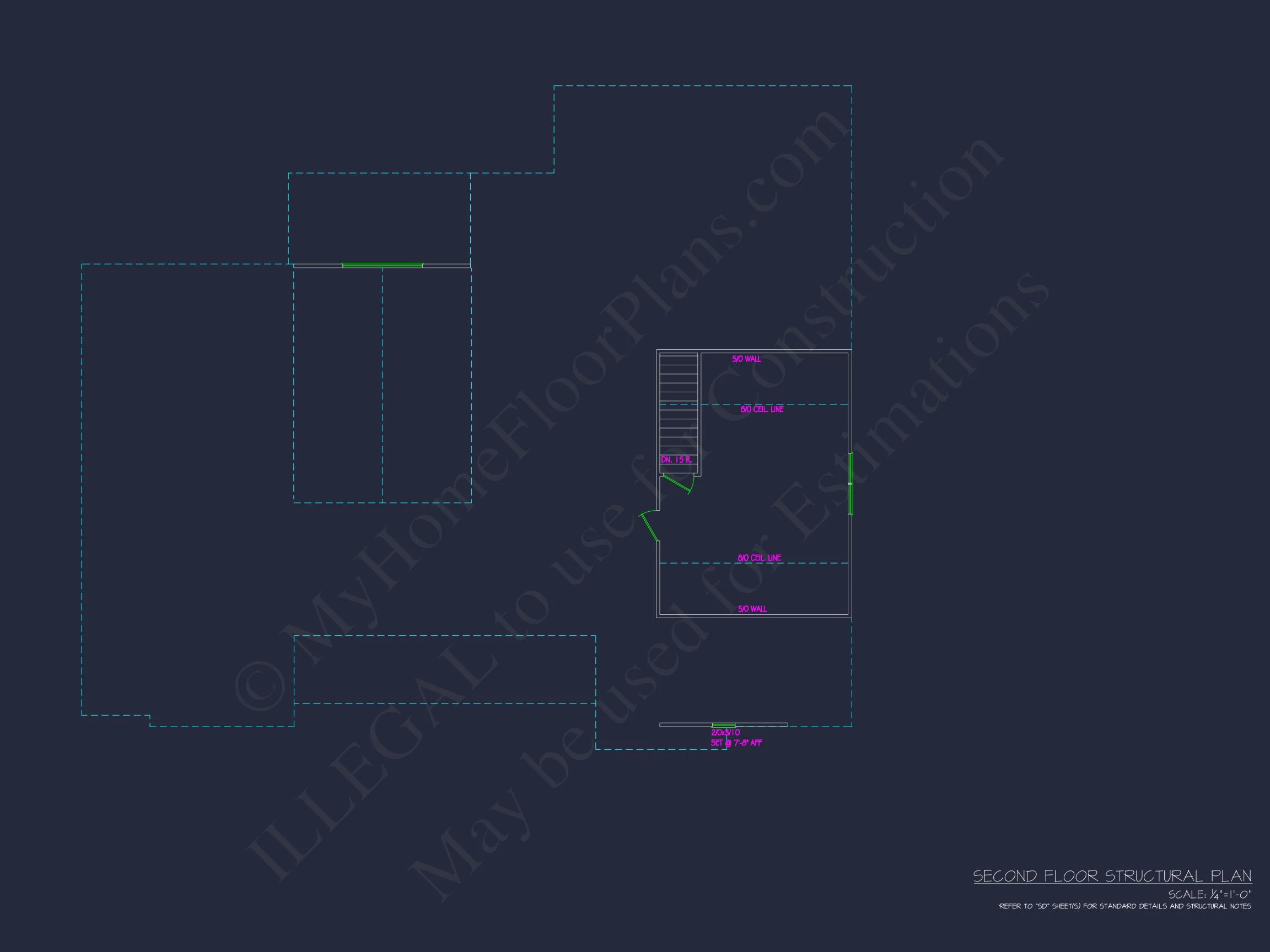 Modern Ranch house Floor Plan with CAD Blueprint Designs