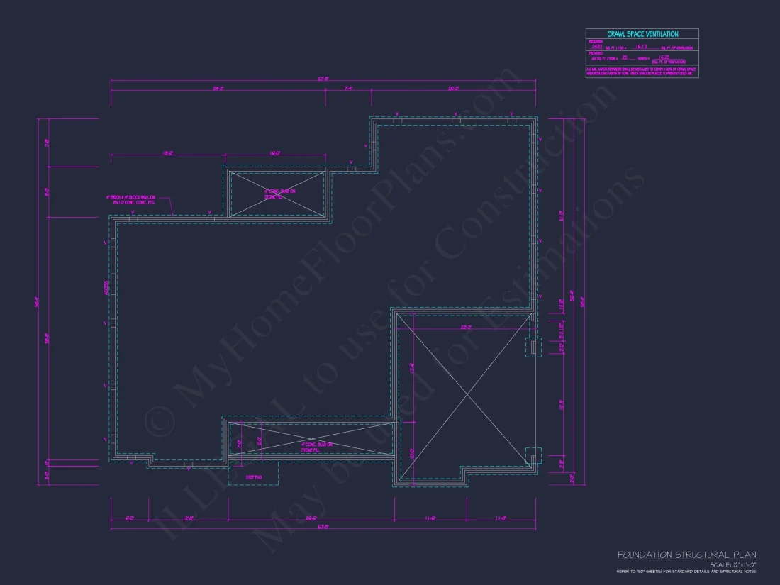Modern Ranch house Floor Plan with CAD Blueprint Designs